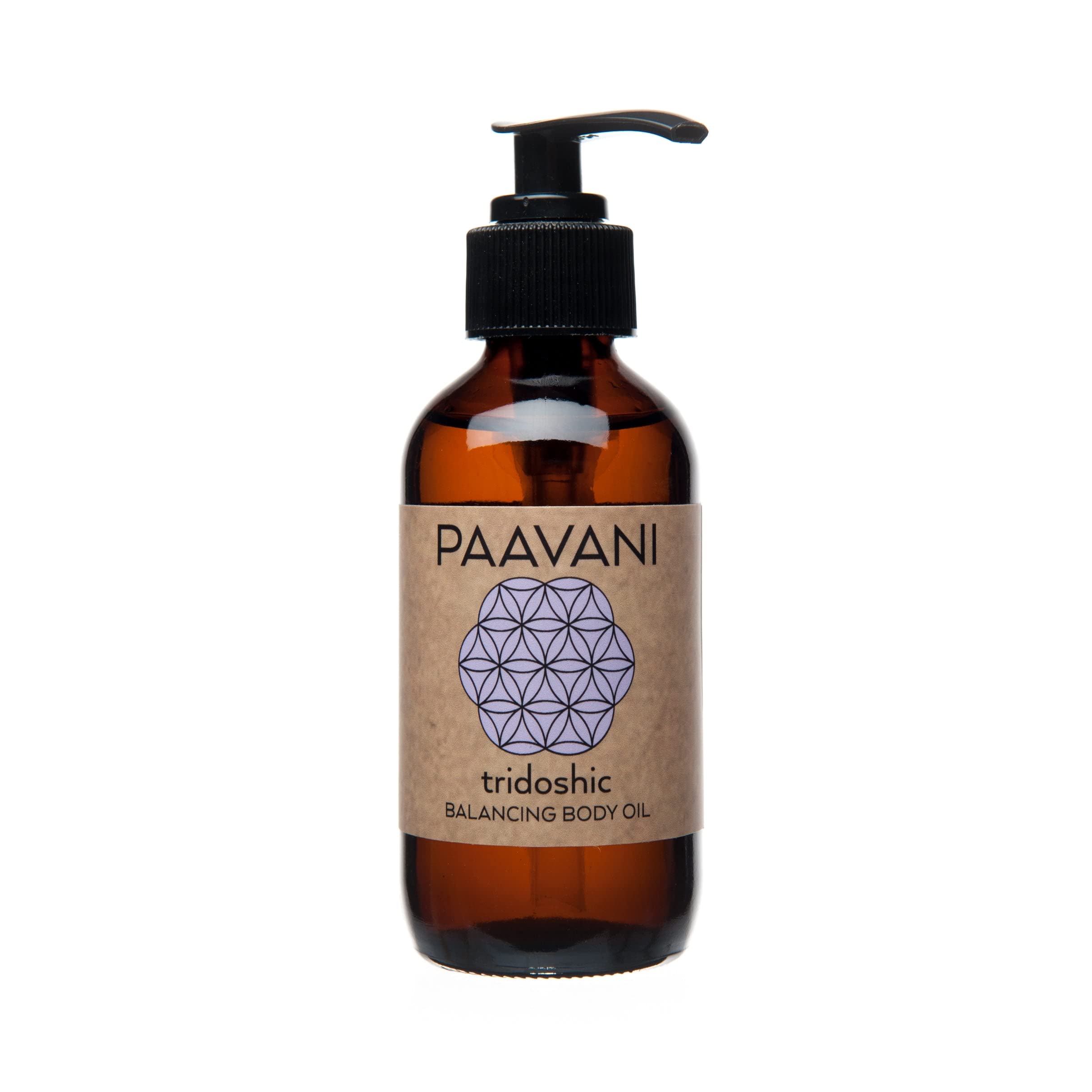 PAAVANI Ayurveda Tridoshic Body Oil for All Skin Types - 4oz | Organic Herbal Massage Oil for Relaxation, Dry Skin & Aromatherapy | Perfect for Daily Moisturizing & Spa Treatments
