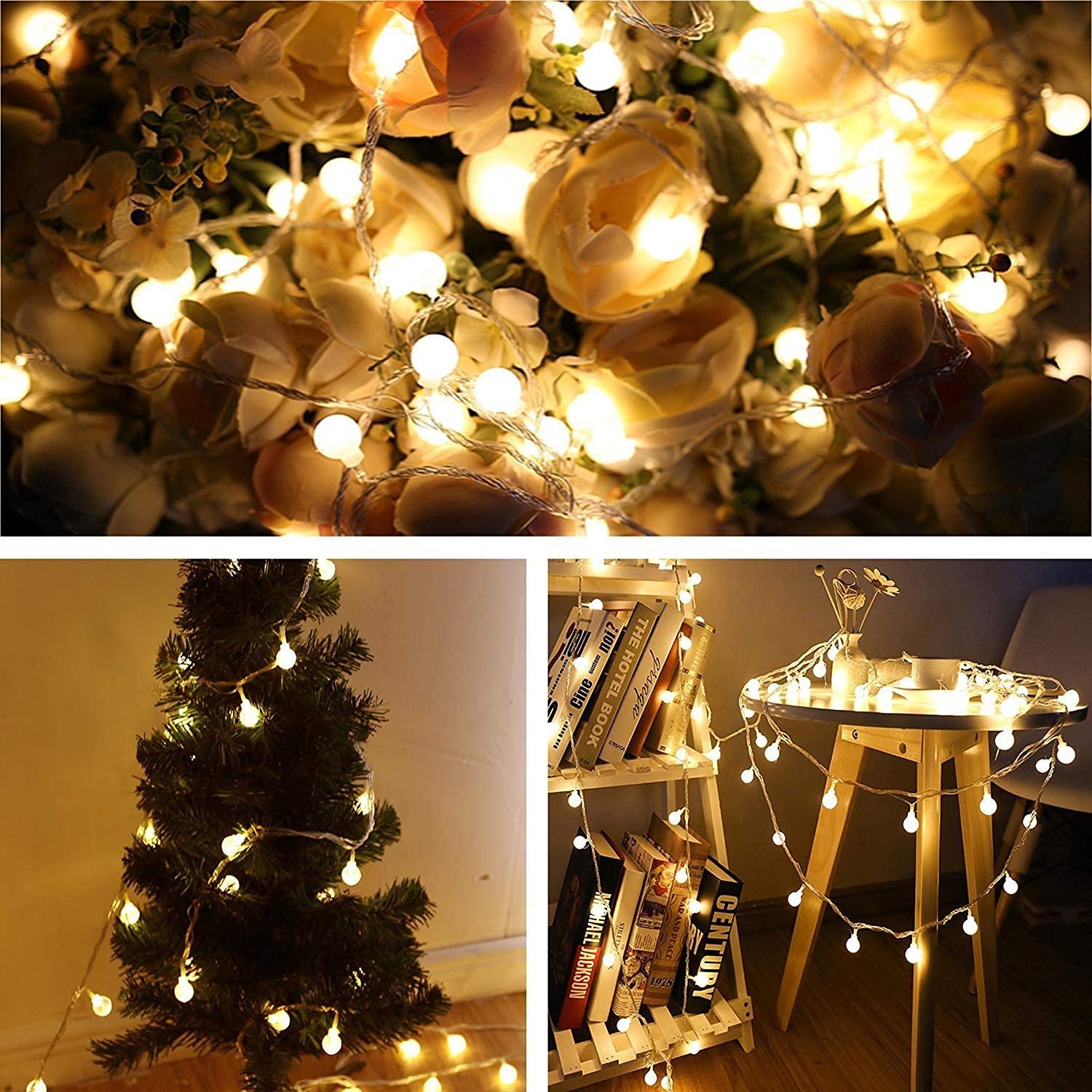 65.6ft 150 LED Globe String Lights with 8 Lighting Modes - Plug in Fairy Lights for Indoor & Outdoor Decor - Perfect for Bedroom, Classroom, Patio, Garden, Party & Wedding Decorations (Warm White)