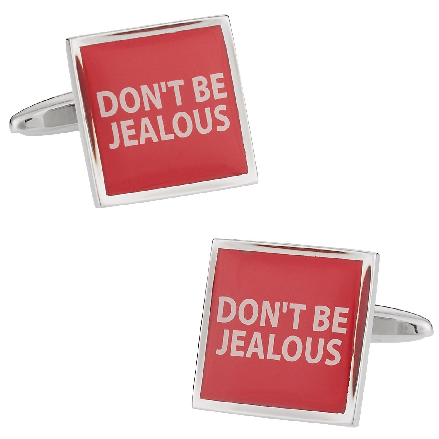 Funny Men's Cufflinks - 'Don't Be Jealous' Novelty Cuff Links Set with Travel Presentation Gift Box | Perfect for Weddings, Parties & Formal Events | Unique Groomsmen Gift & Business Attire Accessory
