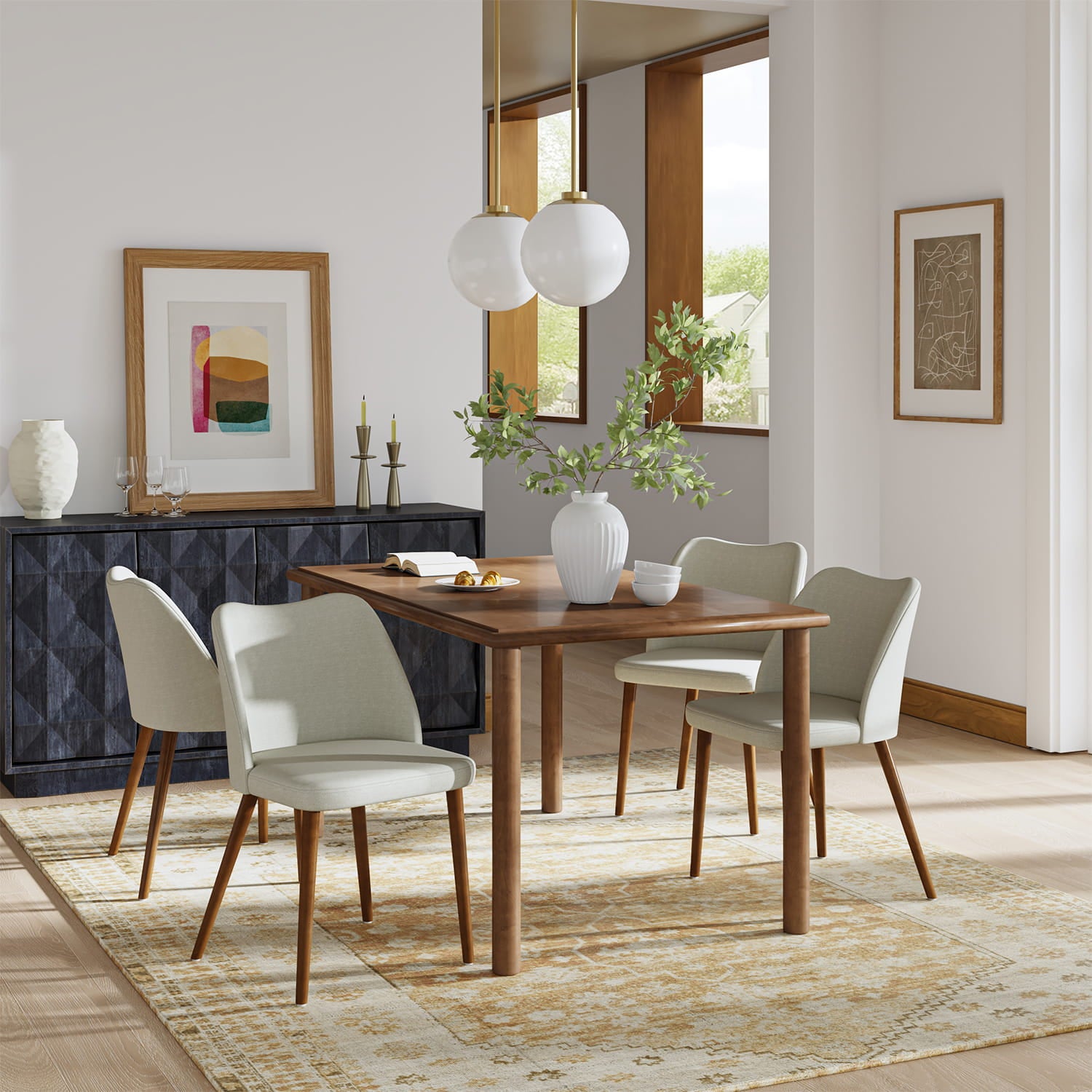 Mid Century Modern Upholstered Dining Chairs - Diana Collection | Stylish Upholstered Side Chairs for Kitchen, Dining Room & Office | Comfortable & Elegant Seating Solution