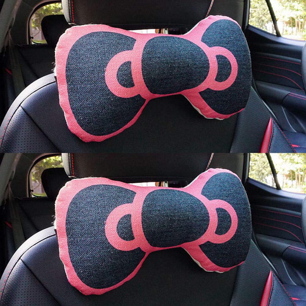 Cute Bow Pattern Car Neck Pillow - Universal Headrest Cushion for Comfortable Head Support | Perfect for Long Drives, Road Trips & Commuting