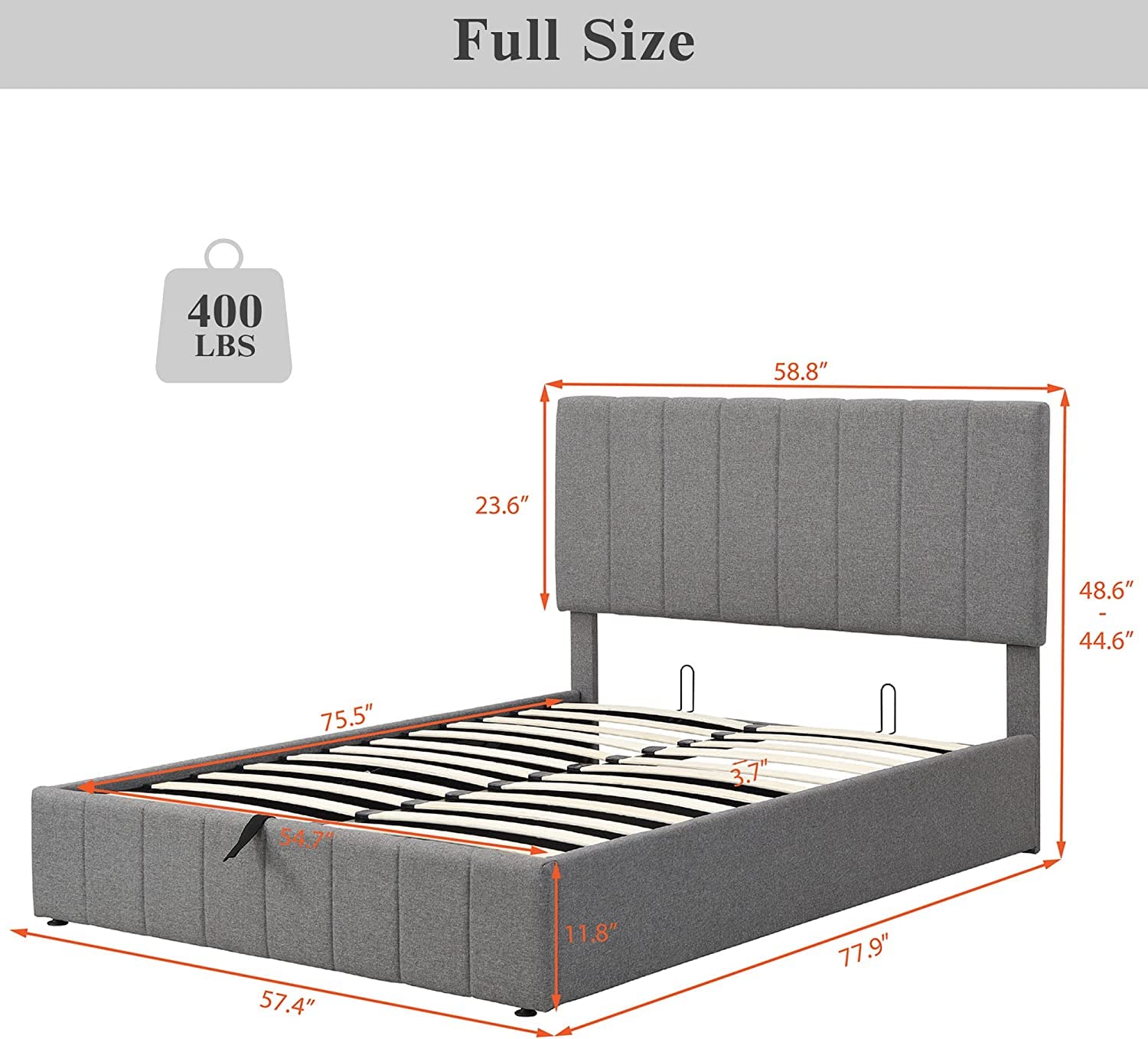 Full Size Upholstered Platform Bed with Gas Lift Hydraulic Storage System & Tufted Headboard - Modern Gray Wooden Bed Frame for Small Space Bedroom Organization | Perfect for Apartments, Guest Rooms & Studio Living