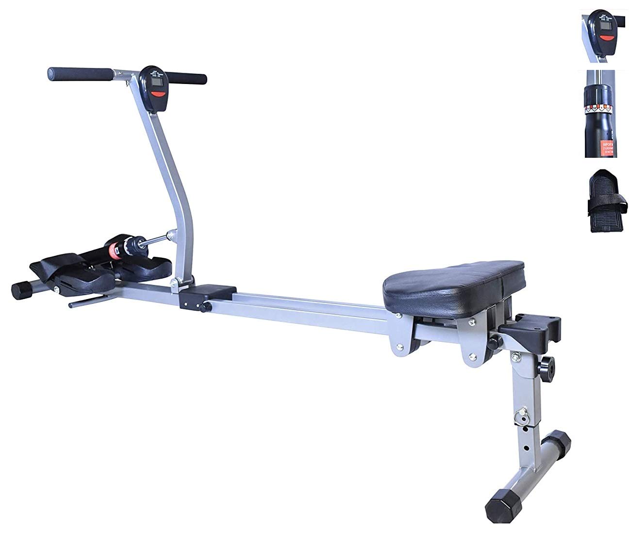 X FACTOR Rowing Machine Pro - 12-Level Hydraulic Resistance Full Body Workout Rower with LCD Monitor | Compact Home Gym Equipment for Cardio & Strength Training | Perfect for Small Spaces & Apartment Workouts
