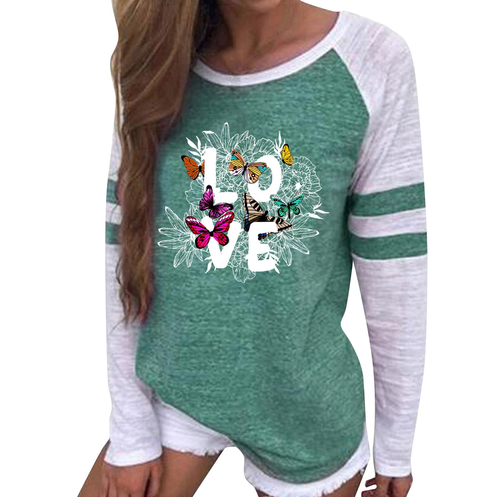 Women's Casual Round Neck Printed Long Sleeve T-Shirt - Soft Cotton Comfort Top for Everyday Wear | Perfect for Work, Weekend Outings & Layering