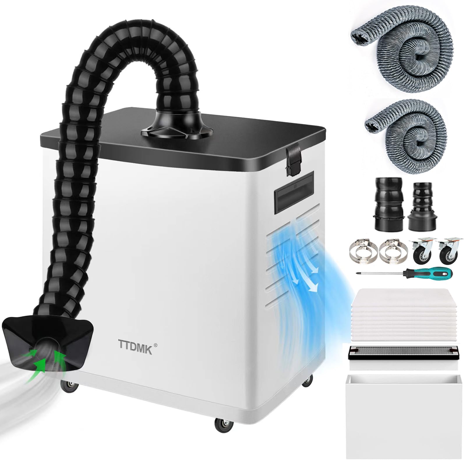 150W Laser Engraver Fume Extractor with 3-Stage Filtration - 10 Pre-Filter & 3/4 Inch Tubes for D1 Pro/S1/P2/F1/M1 Engravers - Strong Suction for Laser Cutting, Soldering & Woodworking Projects