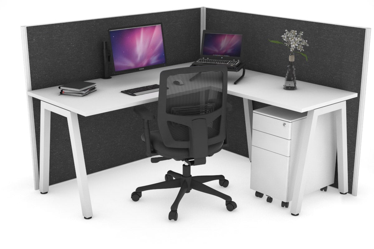 Horizon Quadro A Legs L-Shaped Corner Office Desk - 1800L x 1450W - Modern Home Office Furniture for Small Spaces & Workstations - Perfect for Remote Work, Gaming & Study Setup