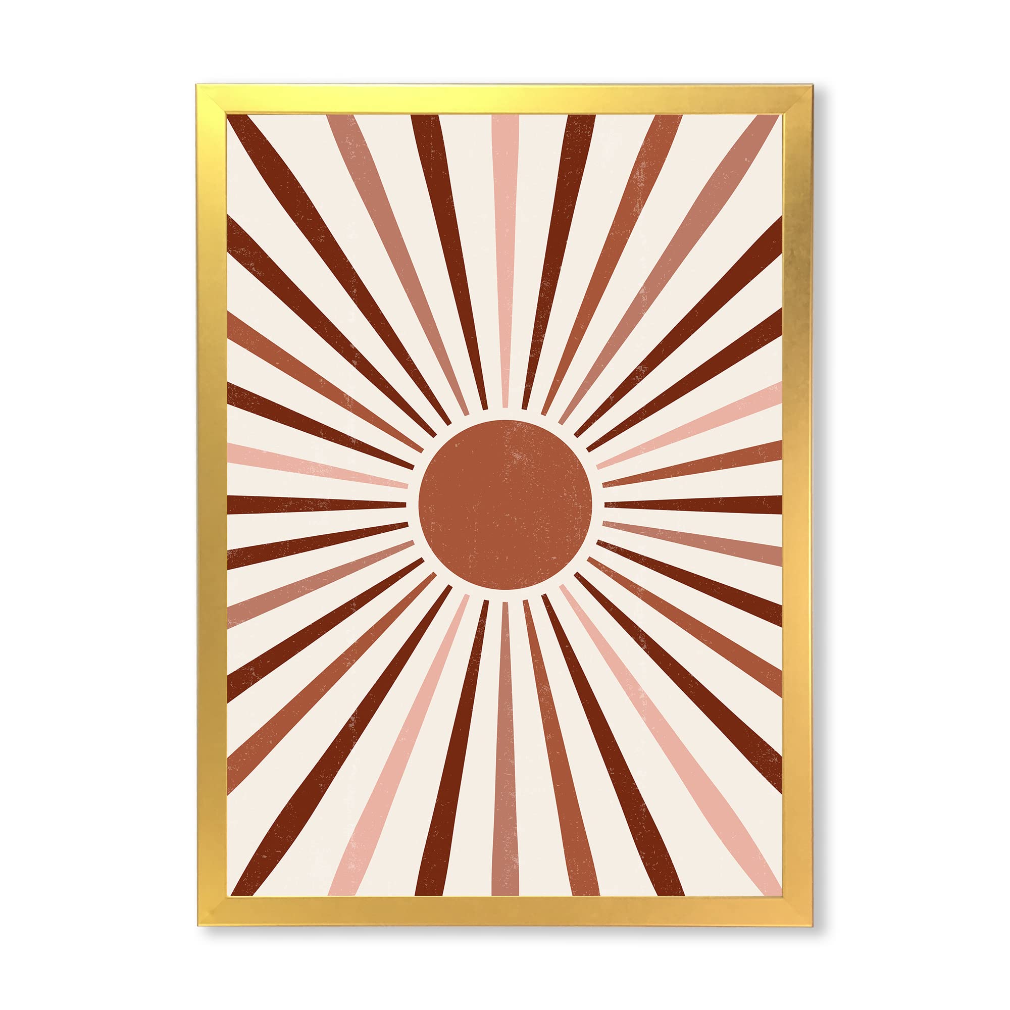 DesignQ Geometric Radiant Sun Modern Framed Wall Art - Contemporary Home Decor for Living Room, Bedroom & Office - Perfect Gift for Housewarming & Holidays