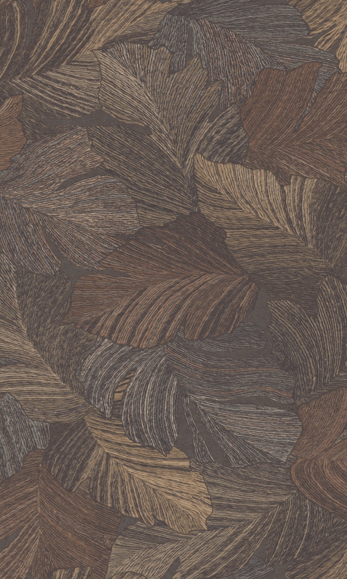 Brown Charming Leaves Tropical Wallpaper R9353 - Nature-Inspired Peel & Stick Wallpaper for Living Room, Bedroom, and Office Decor