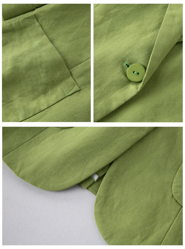 Women's Cotton Linen Blazer - 3/4 Sleeve Open Front Casual Jacket for Office, Travel & Summer Outfits | Breathable & Stylish Linen Coat