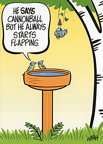Oatmeal Studios Bird Bath Cannonball Funny Birthday Card - Humorous Greeting Card for Friends & Family - Perfect for Birthdays, Parties & Special Occasions