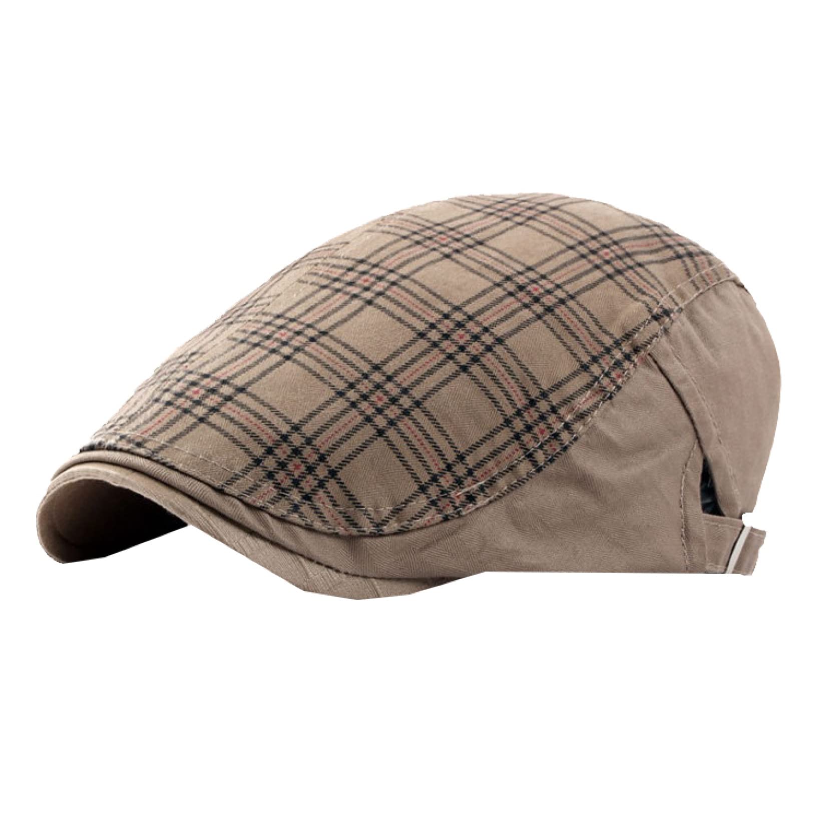 Vintage Striped Plaid Newsboy Cap for Men - Cotton Flat Visor Driving Hat for Autumn, Fishing & Casual Wear | Classic Beret Style Hat for Outdoor Activities & Fashion Accessories