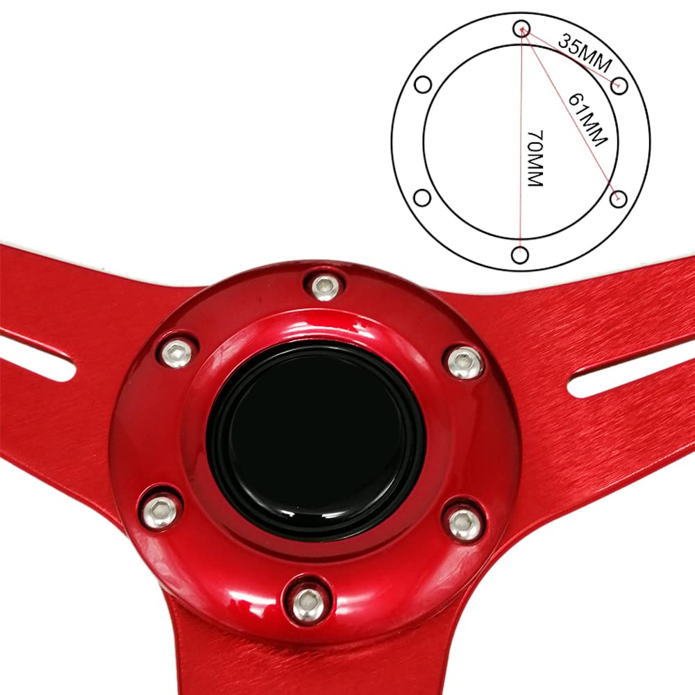 13.8” Universal Quick Release Racing Steering Wheel - 6 Bolt Flat Drift Car Steering Wheel with PU Leather Grip & Aluminum Spokes (Includes Horn Button) | Perfect for Drifting, Track Racing & Performance Driving