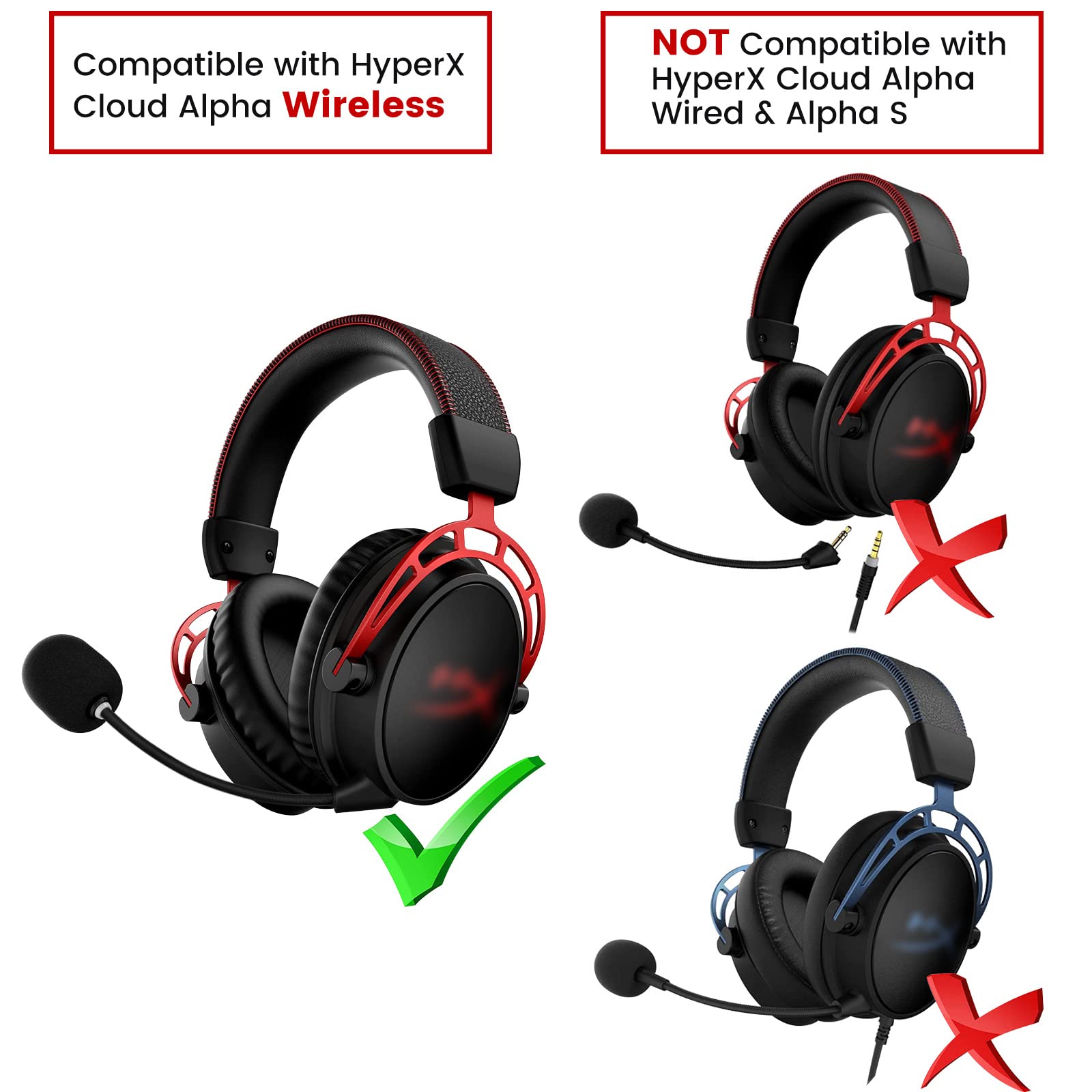 HyperX Cloud Alpha Wireless Gaming Headset Replacement Mic - Detachable 3.5mm Noise Cancelling Microphone with LED Mute Indicator for PC, Xbox One, PS4, PS5 (Black) - Perfect for Online Gaming, Streaming & Voice Chats