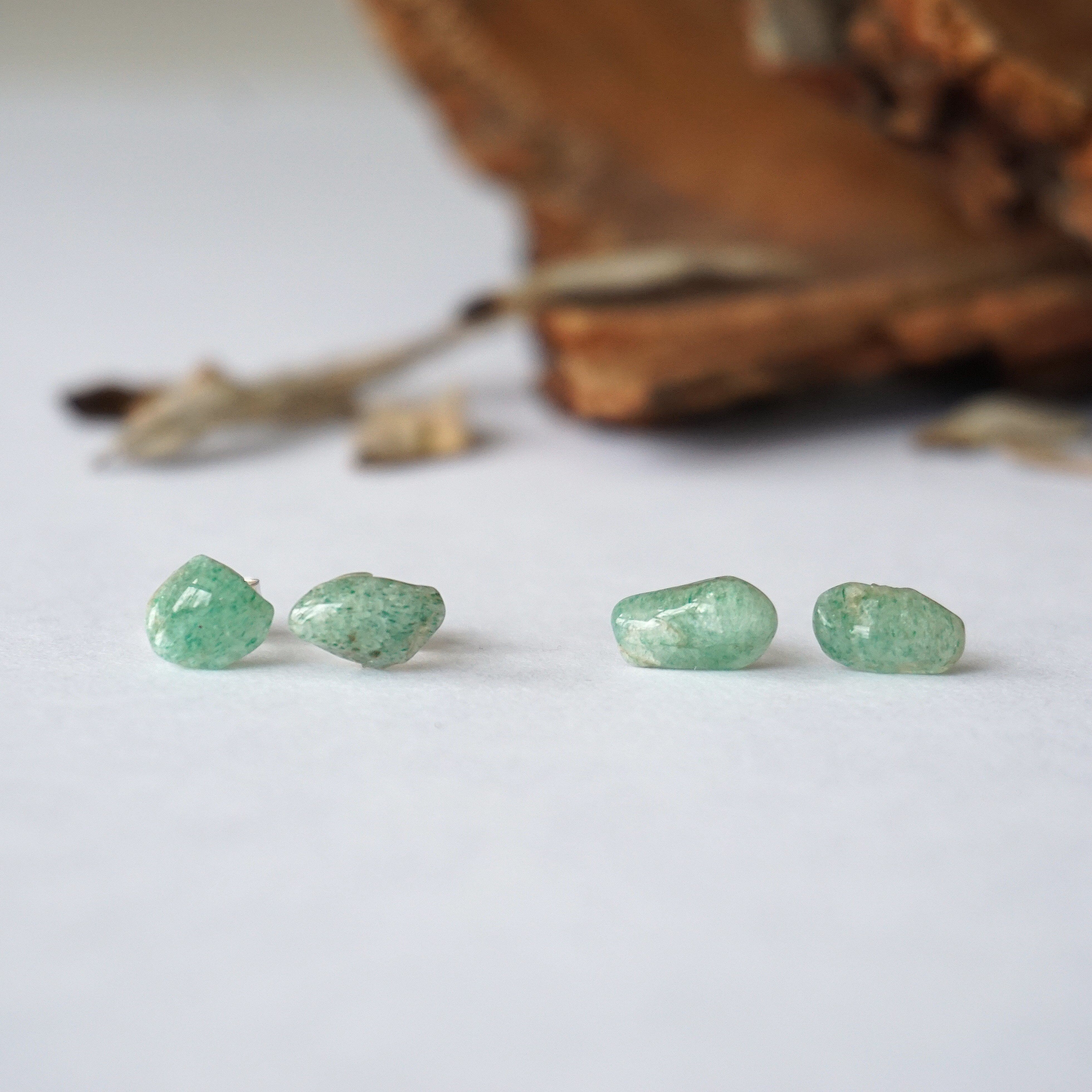 Green Aventurine Stud Earrings - Healing Crystal Post Earrings for Women - Perfect for Daily Wear, Meditation & Energy Balancing