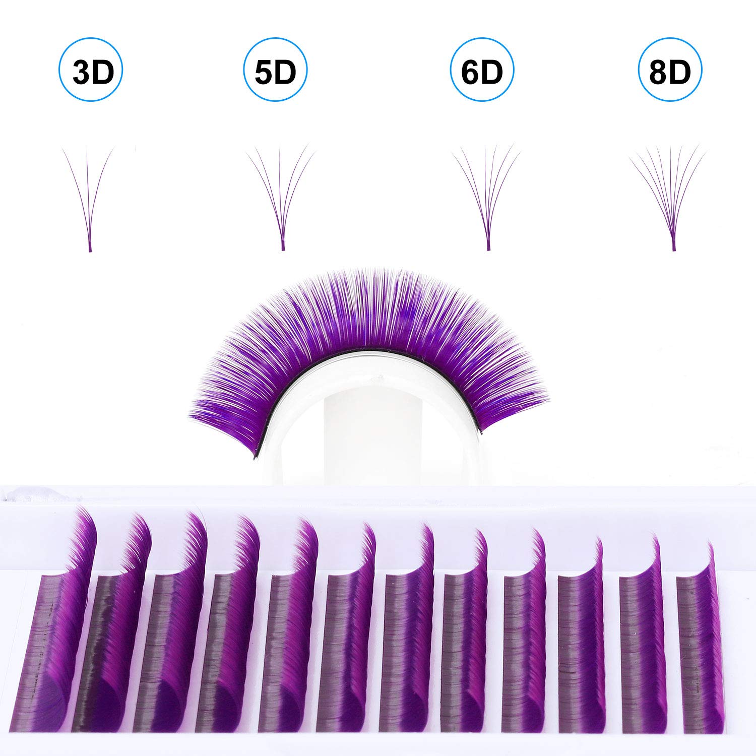 Purple Volume Lash Extensions 8-14mm D Curl - 0.07mm Self-Fanning Cluster Lashes for 4D-10D Fluffy Look | Easy Fan & Automatic Blooming | Perfect for Bridal, Party & Special Occasion Makeup