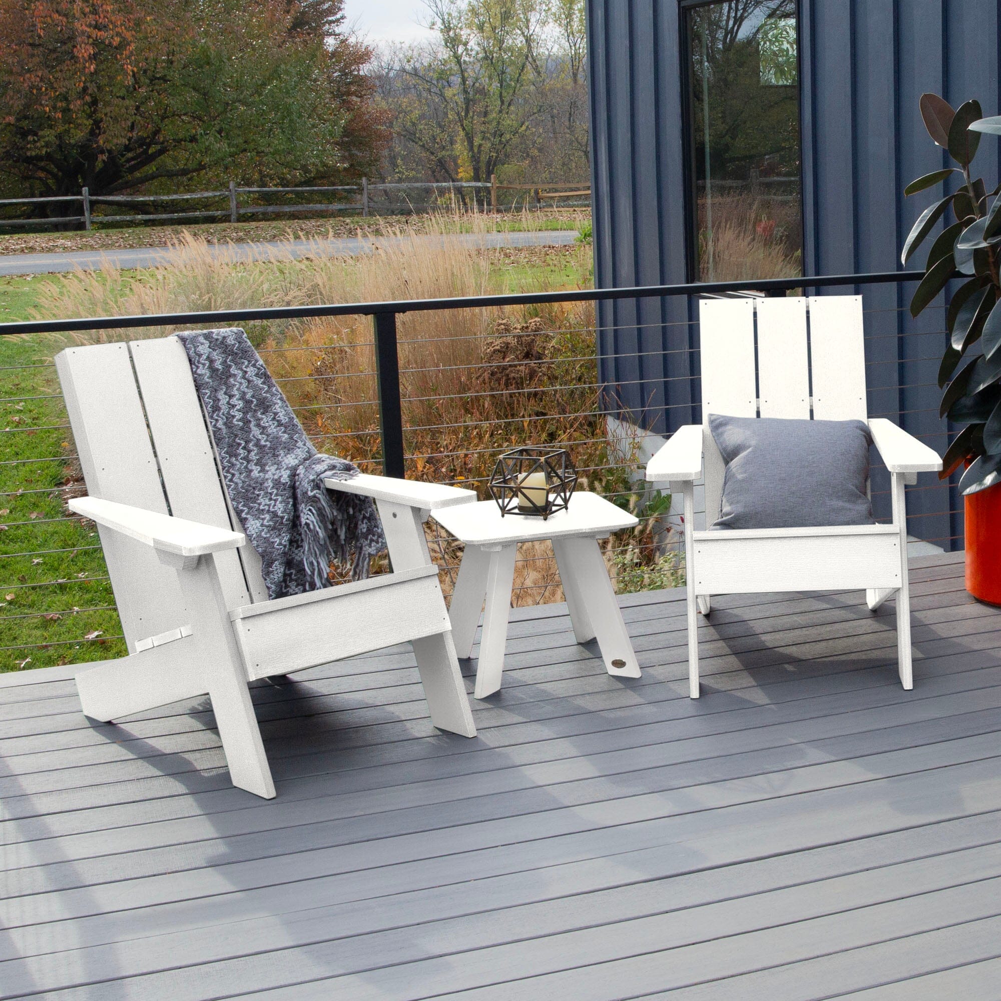 Italica Modern Adirondack 3-Piece Outdoor Patio Furniture Set - Durable Weather-Resistant Chairs & Table for Garden, Deck, Poolside & Backyard Relaxation