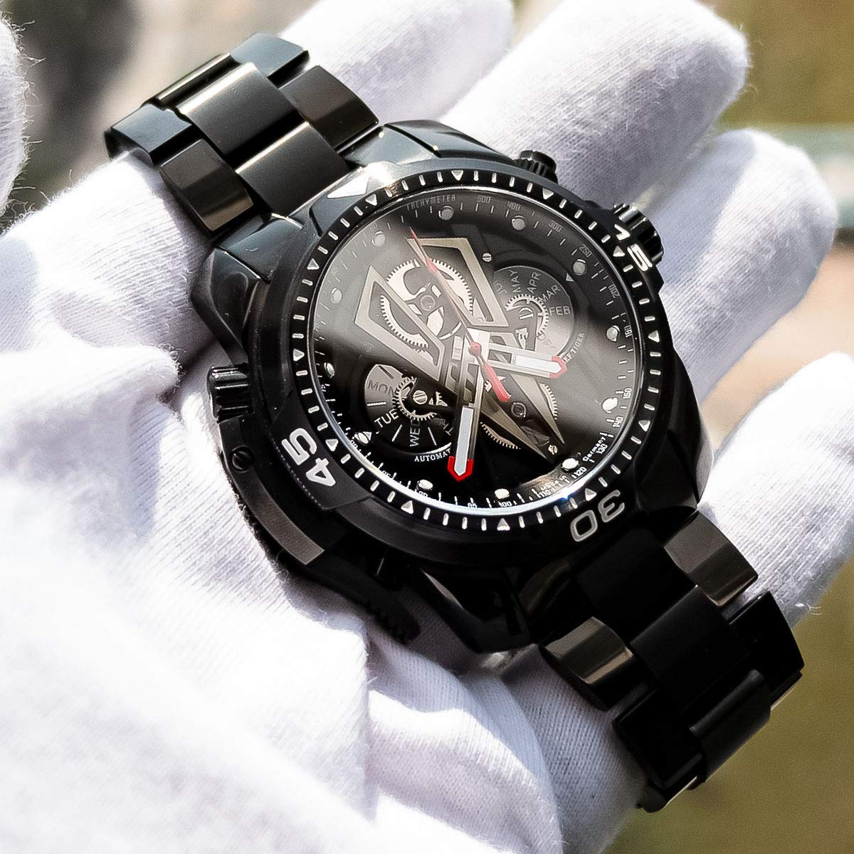 REEF TIGER Men's Automatic Mechanical Watch - Stainless Steel Sports Chronograph with Date Window, Water Resistant, Multi-Functional RGA3591 - Perfect for Outdoor Adventures, Business Meetings & Casual Wear