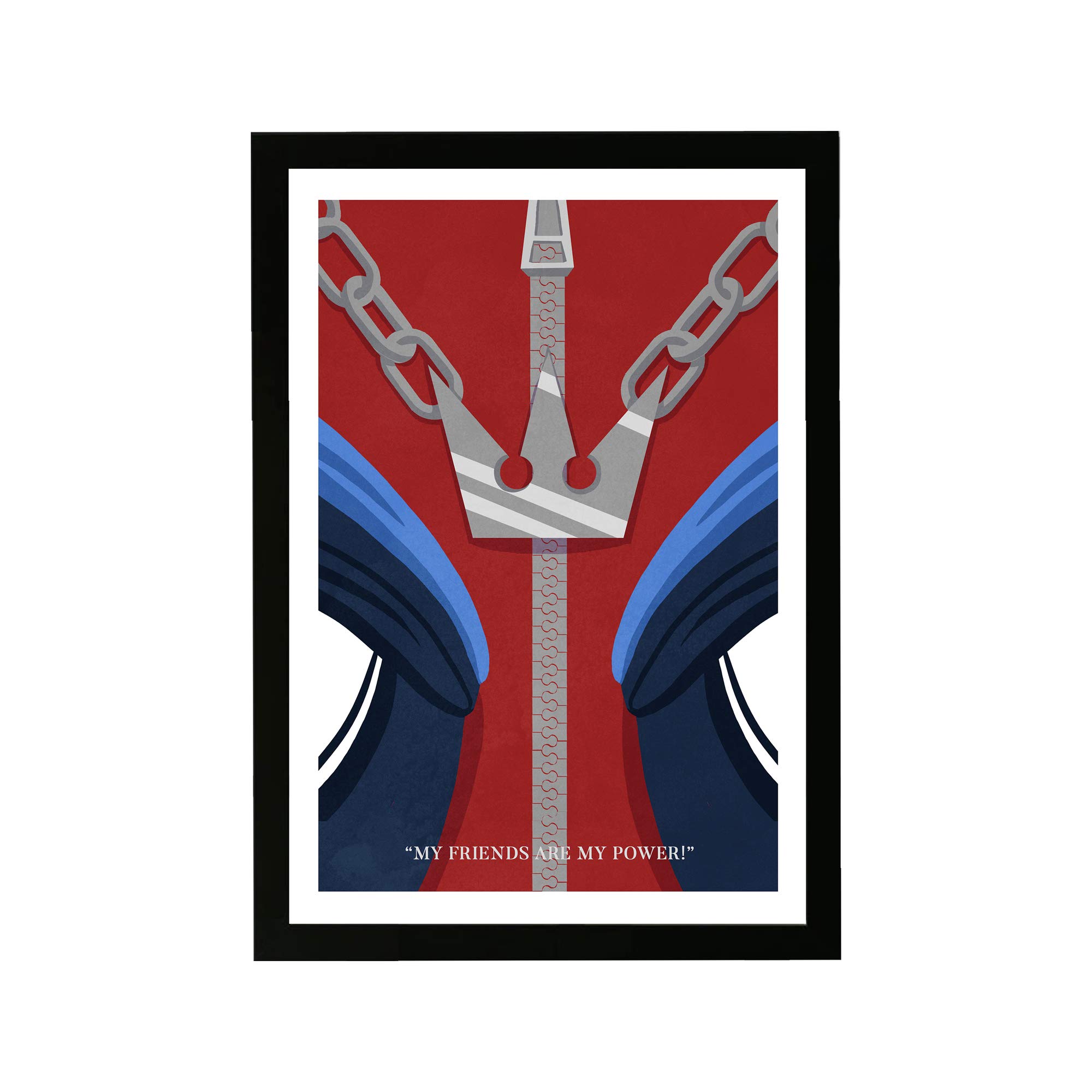 Wynwood Studio Friends TV Show Framed Wall Art - 'Friends Are My Power' Print, 13x19 Inches, Red & Blue - Perfect for Living Room, Bedroom, or Office Decor