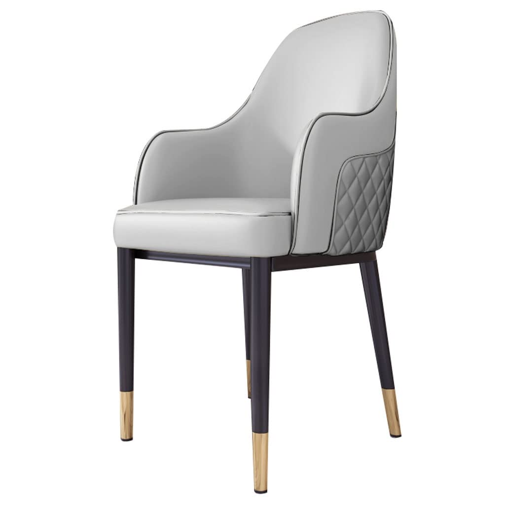 Premium Leather Dining Chairs - Modern Kitchen & Living Room Accent Armchairs with Sturdy Carbon Steel Legs for Home, Restaurant & Commercial Use - Elegant Grey - Perfect for Dining Rooms, Cafes & Office Lounges