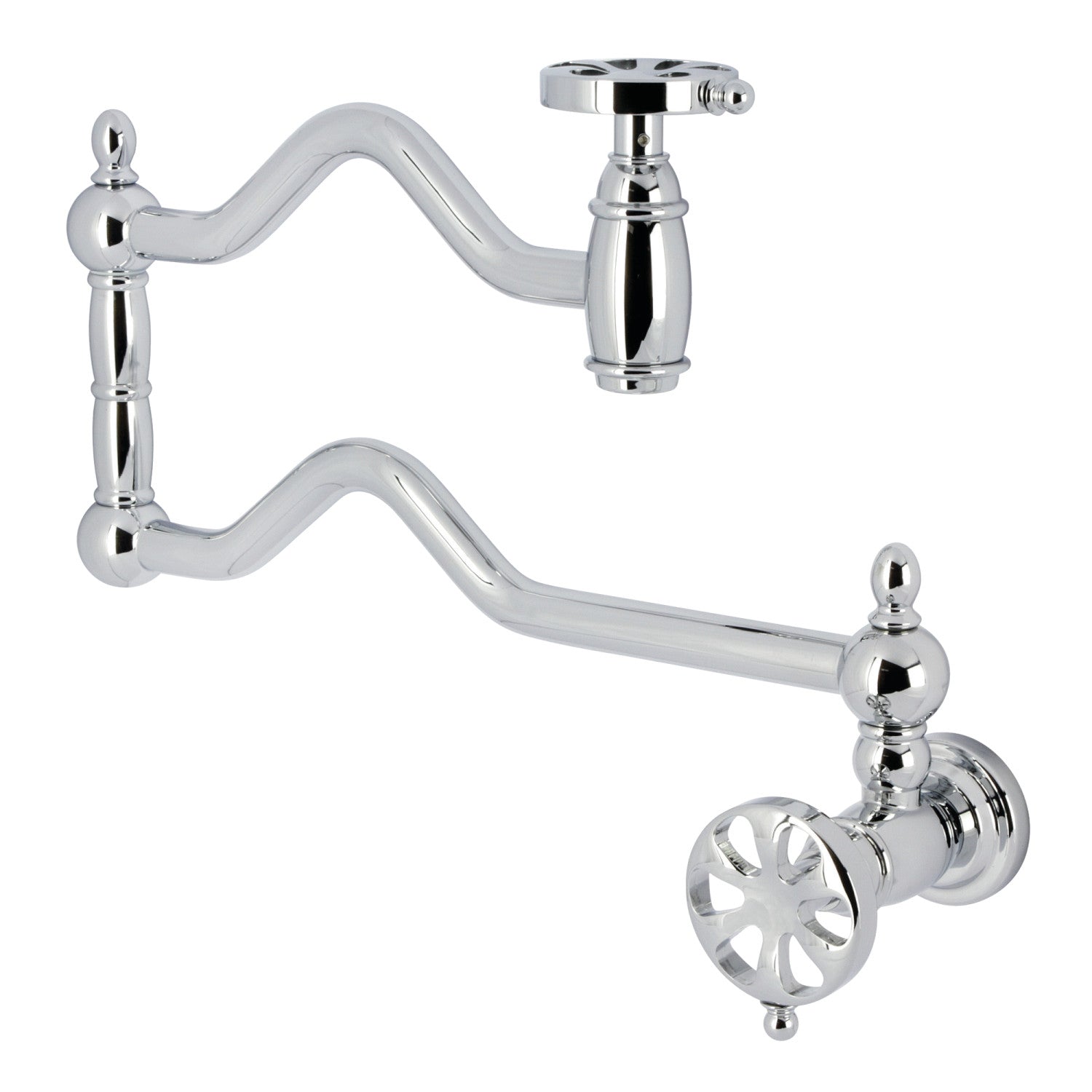 Belknap KS2101RX 2-Handle Pot Filler Faucet - Polished Chrome Finish - Wall Mount Kitchen Sink Faucet for Cooking, Filling Pots & Pasta Making
