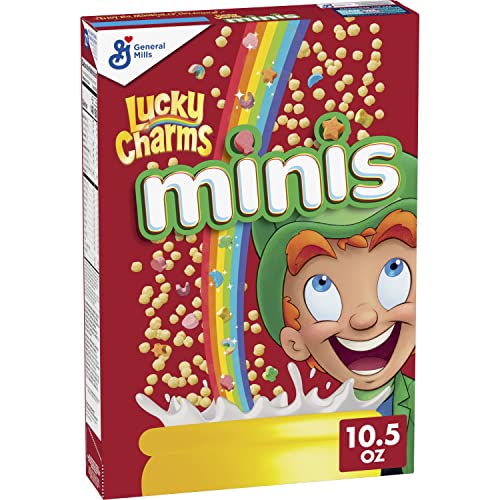 Lucky Charms Minis Cereal with Marshmallows - Whole Grain Breakfast Cereal, 10.5 oz Box - Perfect for Kids Snacks, School Lunches & Quick Breakfasts