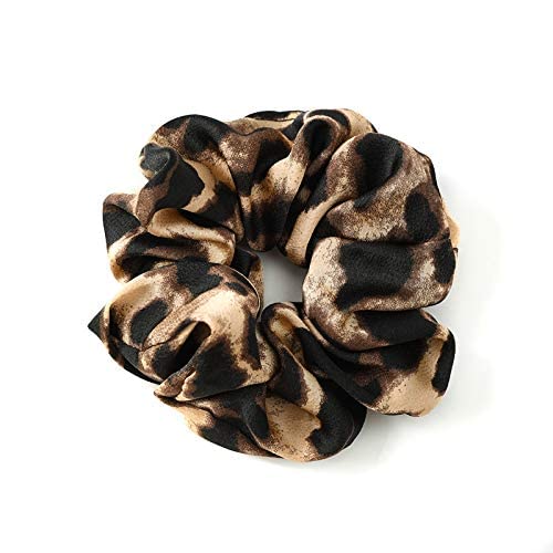7 Pack Large Cheetah Print Elastic Satin Hair Scrunchies - Soft Hair Ties & Wristbands for Women & Girls (Sleep, Party, Shower, Curly Hair Care) - Fashionable Hair Accessories for Everyday Use, Workouts and Special Occasions