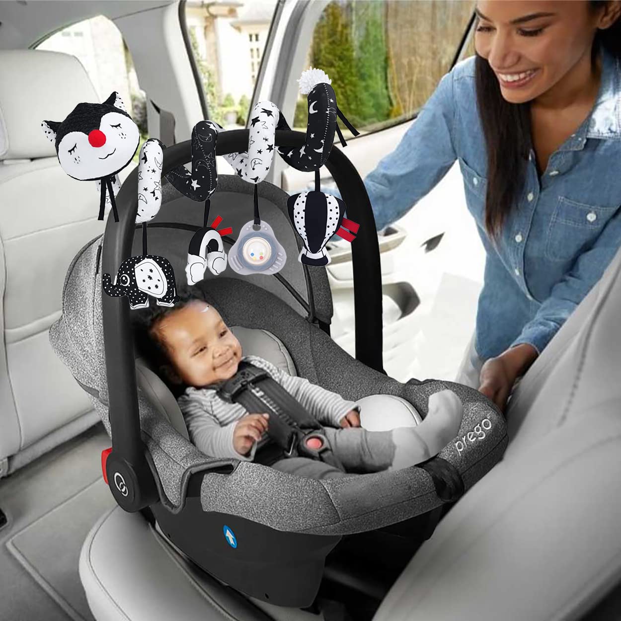 High Contrast Black and White Baby Toys for Infants 0-12 Months - Musical Fox Car Seat & Stroller Toys for Newborns | Perfect for Sensory Development & Travel Entertainment