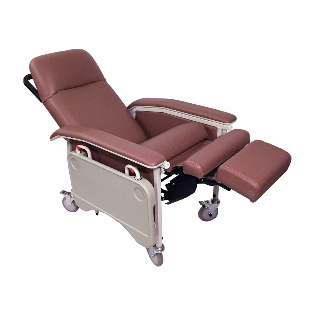 Adjustable Manual Mobile Recliner Chair for Elderly with Removable Tray - Comfortable Geriatric Chair for Home Care, Nursing & Relaxation