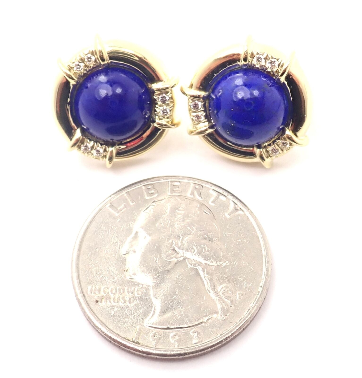 Authentic Tiffany & Co 18K Yellow Gold Diamond Lapis Lazuli Earrings - Luxury Jewelry for Women, Perfect for Weddings, Parties & Special Occasions