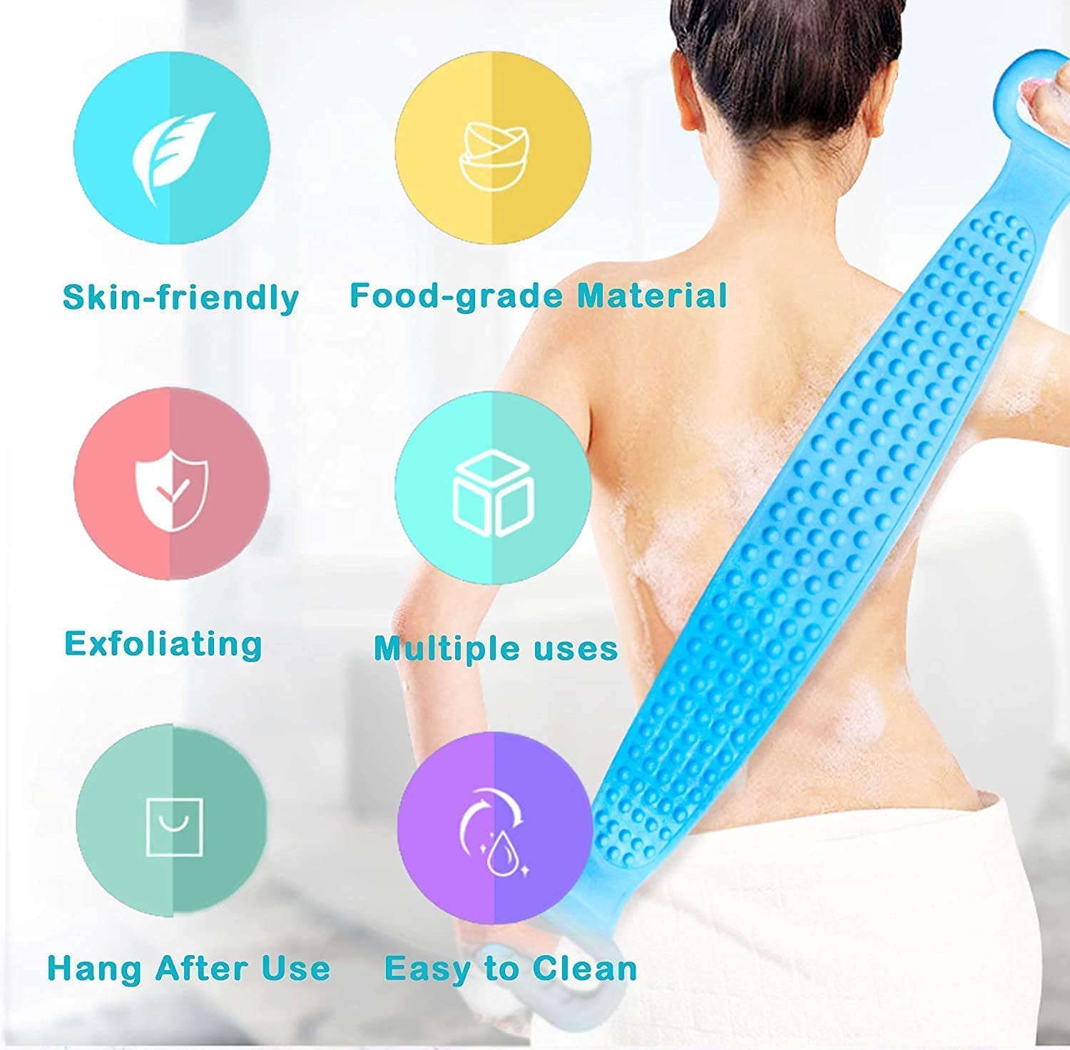 Uptravi Silicone Body Scrubber - Exfoliating Bath & Shower Cleaning Belt for Smooth Skin - Perfect for Spa, Home Use & Gift Ideas