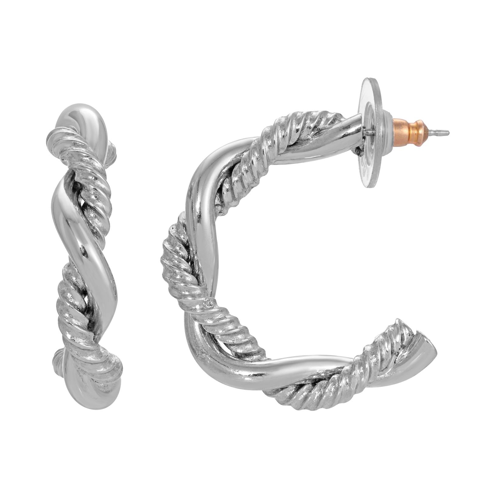 1928 Jewelry Interlacciato Hoop Post Earrings for Women - Elegant Gold Plated Small Hoop Earrings for Everyday Wear, Gift Giving & Special Occasions