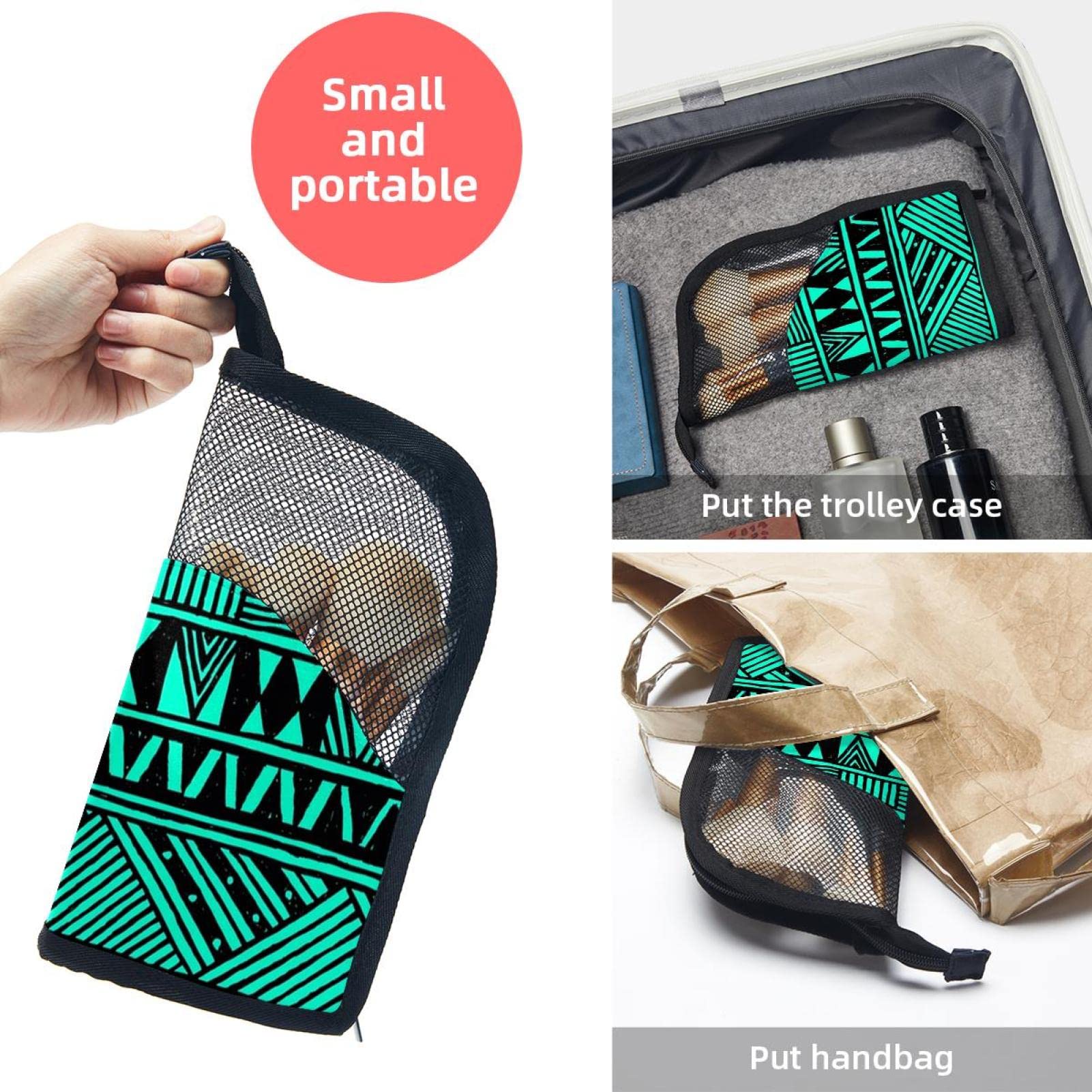 12-Piece Makeup Brush Organizer Bag Set - Geometric Retro Boho Style Portable Cosmetic Brush Holder Case for Travel & Home Vanity Organization