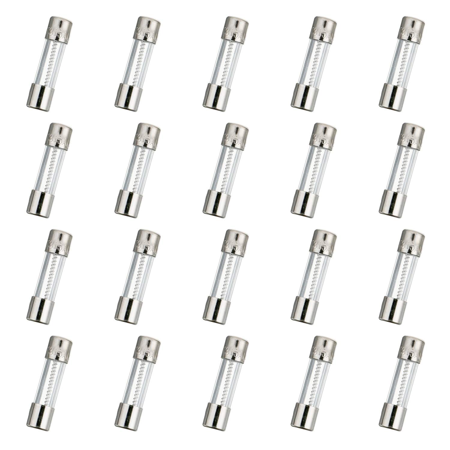 20 Pcs 5x20mm Slow Blow Glass Fuses 3.15A 250V Time Delay Fuses (0.2 x 0.78 Inch) for Electronics, Appliances, and Power Supplies - T3.15AL250V Replacement Fuses