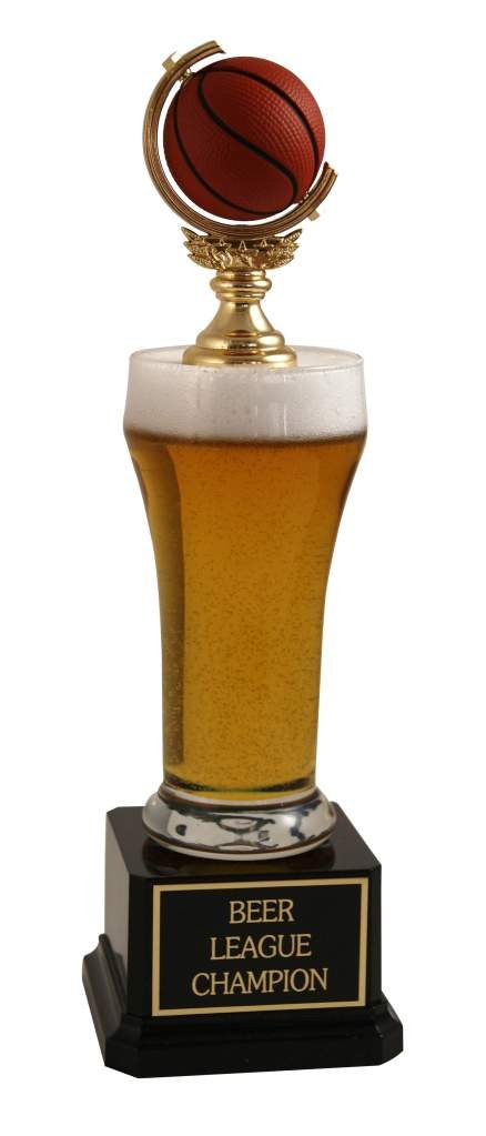 Small Fantasy Basketball Champion Beer Trophy - Basketball Award for Top Baller | Perfect Basketball Fan Gift for Game Nights & Sports Parties