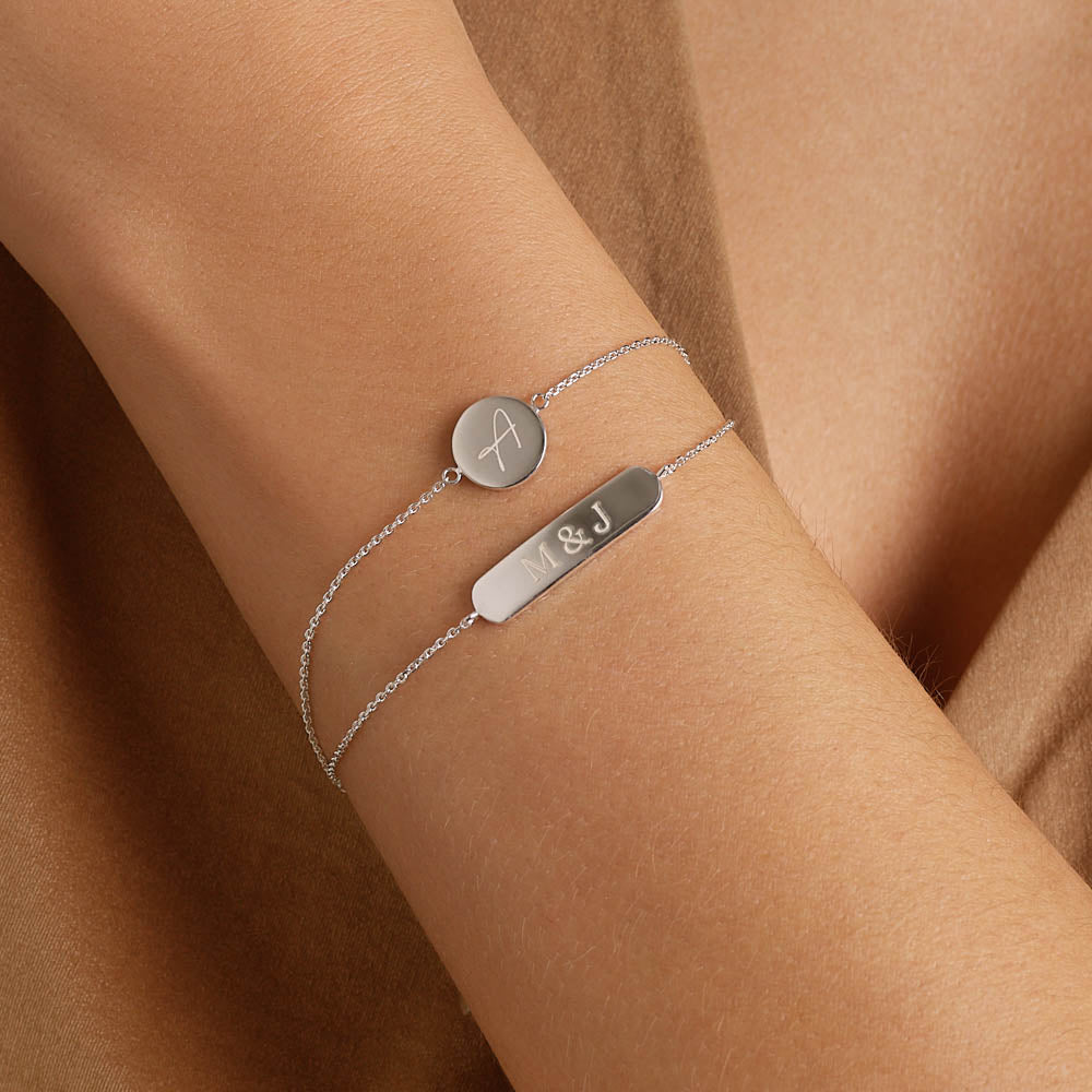 Custom Engravable Silver Bar Bracelet for Men & Women - Personalized Gift for Anniversary, Birthday, Wedding - Stylish & Elegant Jewelry for Everyday Wear