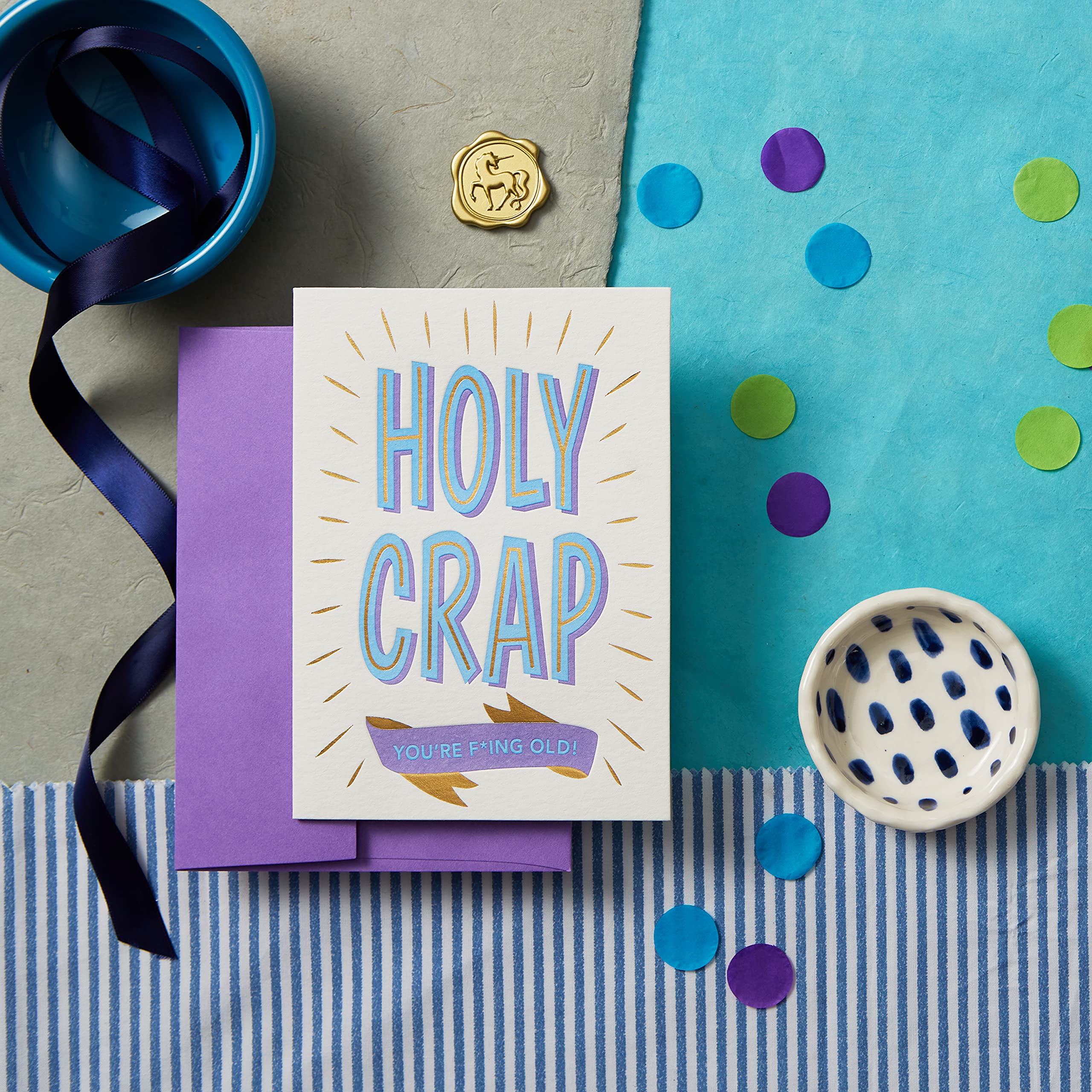 Funny 'Holy Crap You're F-ing Old' Birthday Card for Friends - Hilarious Age Milestone Humor for 30th, 40th, 50th Birthday Parties & Celebrations