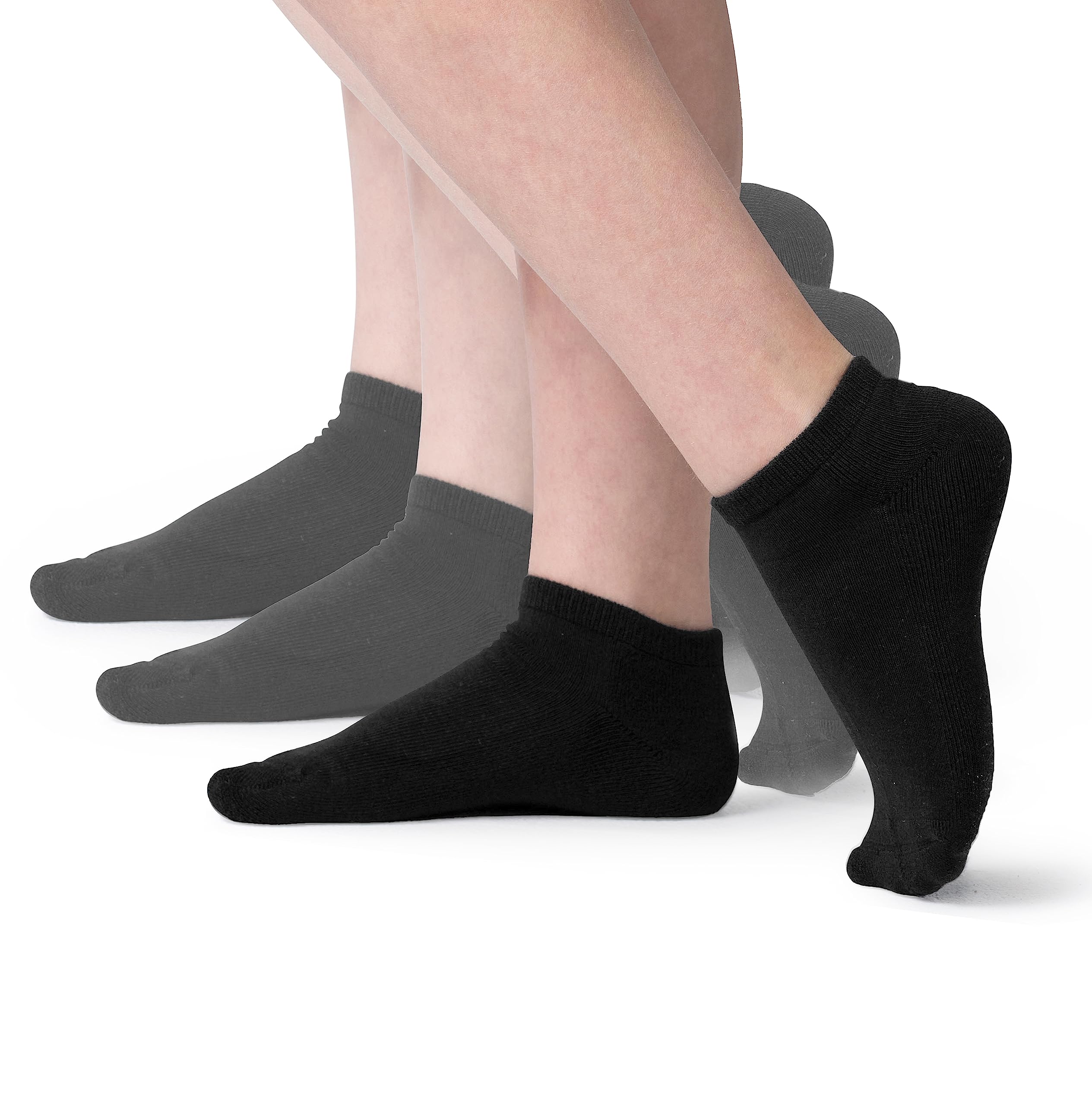 Silky Toes Kids Bamboo Athletic Seamless Ankle Socks with Cushion - 3 or 6 Pairs No Show Socks for Boys & Girls - Breathable & Comfortable for Sports, School & Daily Wear