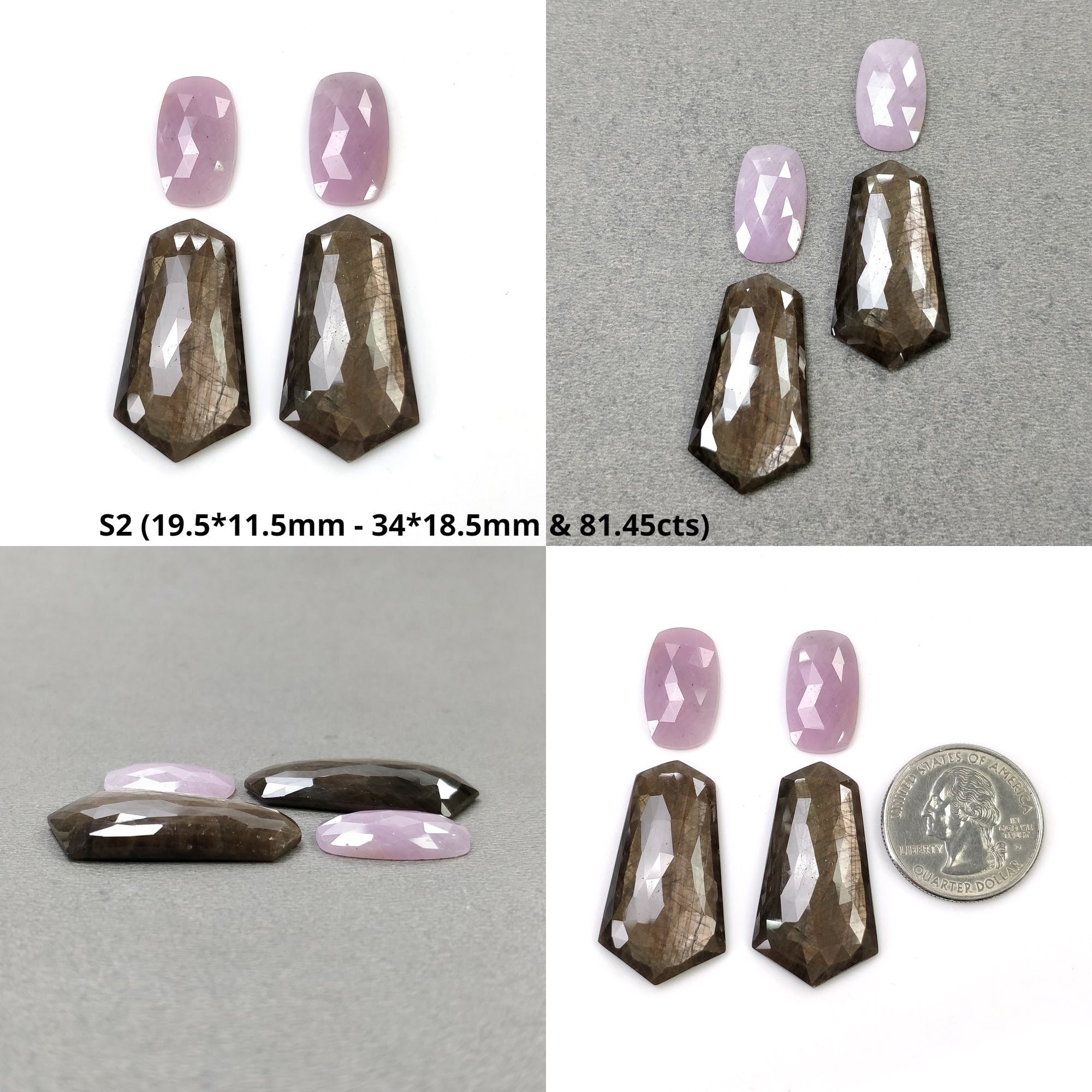 Natural Untreated Golden Brown Chocolate & Pink Sapphire Gemstone Rose Cut - Oval Cushion Uneven Shape (2pcs) | Unique Handmade Jewelry for Engagement Rings, Wedding Bands & Special Occasion Gifts