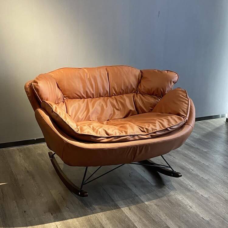 Modern Indoor Rocking Chair with Black Upholstery - Non-Scratch Recessed Arm Design - Perfect for Living Room, Nursery & Relaxation
