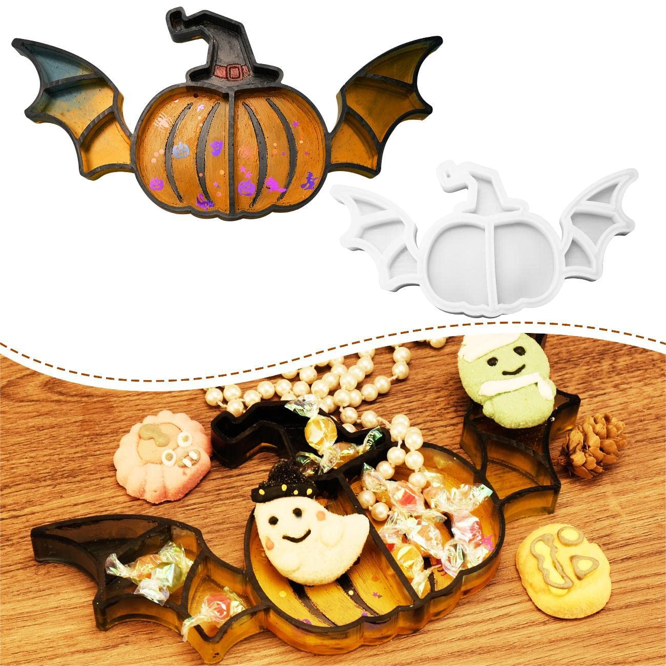 Halloween Resin Molds - Pumpkin Silicone Molds for DIY Jewelry, Candy Storage & Epoxy Casting | Perfect for Halloween & Christmas Crafts, Home Decor, Party Favors