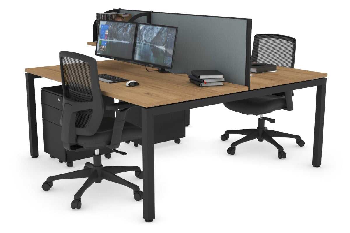 Quadro Square Legs 2-Person Office Workstation Desk - 1600L x 800W with Cable Management Scallop - Perfect for Shared Workspaces & Home Offices