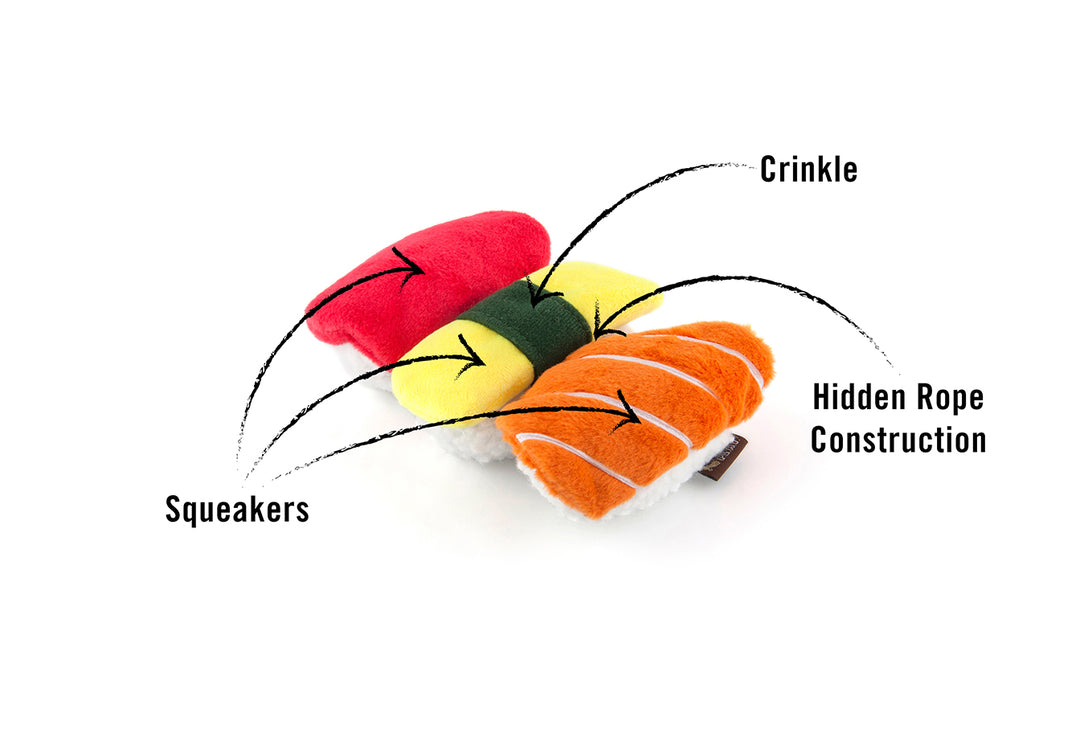 El Sushi Dog Plush Toy - International Classic™ Chew-Resistant Stuffed Animal for Dogs | Pet P.L.A.Y. | Perfect for Playtime, Cuddling & Training