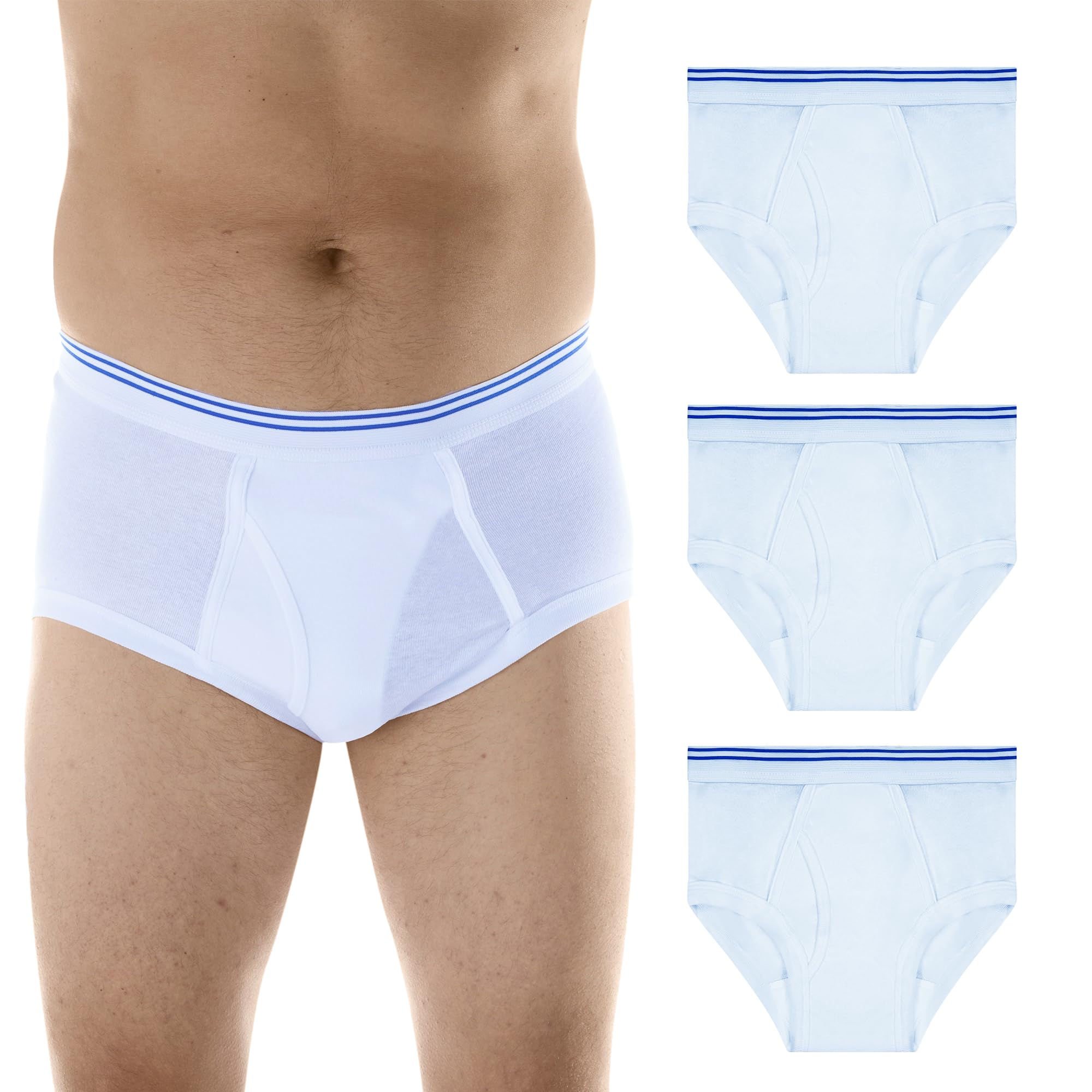 Wearever Reusable Washable Incontinence Underwear for Men - Bladder Control Briefs with Regular Absorbency, Leak Proof Protection (Pack of 3, White, Medium) - Ideal for Active Lifestyles & Nighttime Use