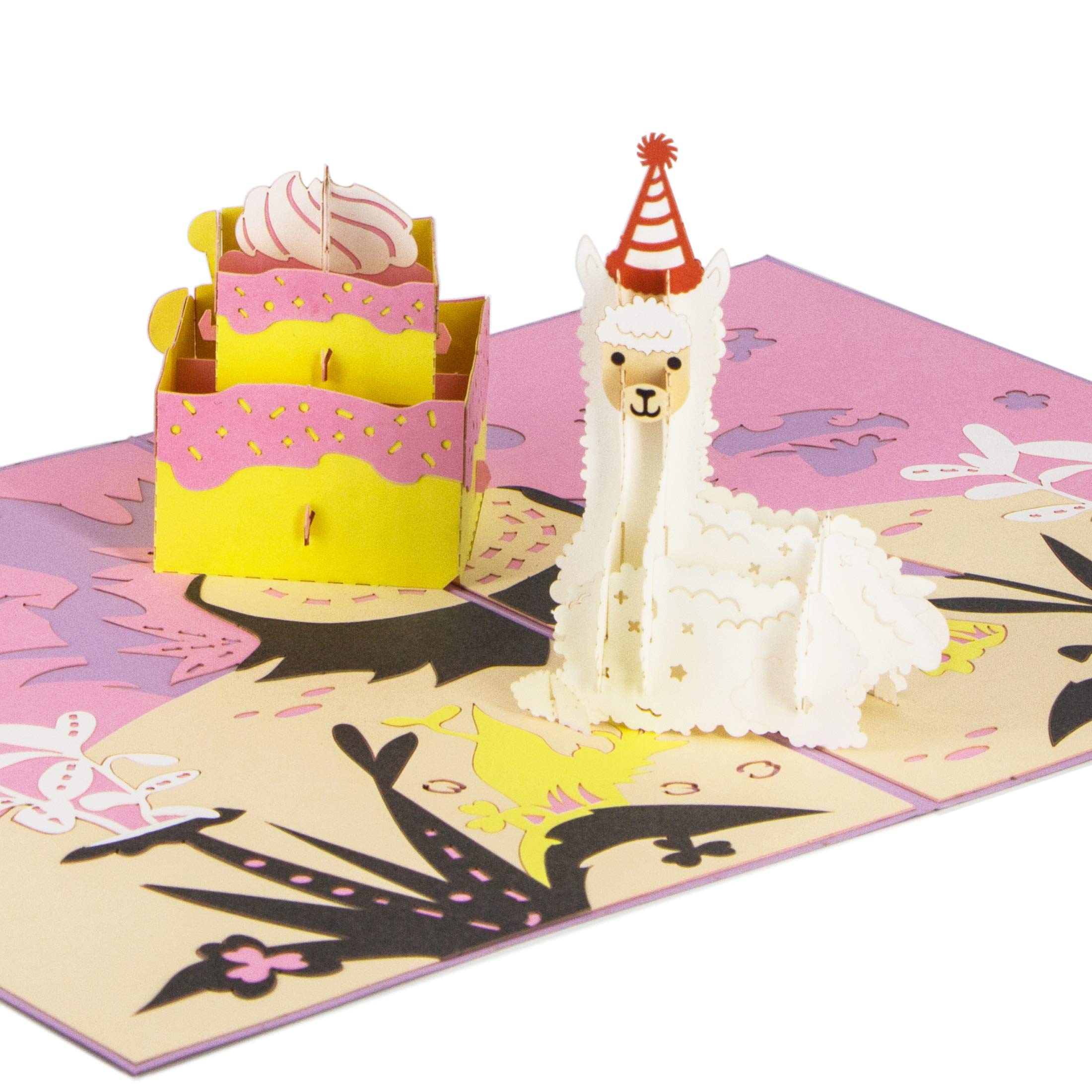 Ribbli Pop-Up Birthday Card with Llama & Cake Design - Funny Alpaca Greeting Card for Men, Women & Kids - Includes Envelope - Perfect for Birthdays, Anniversaries & Special Occasions