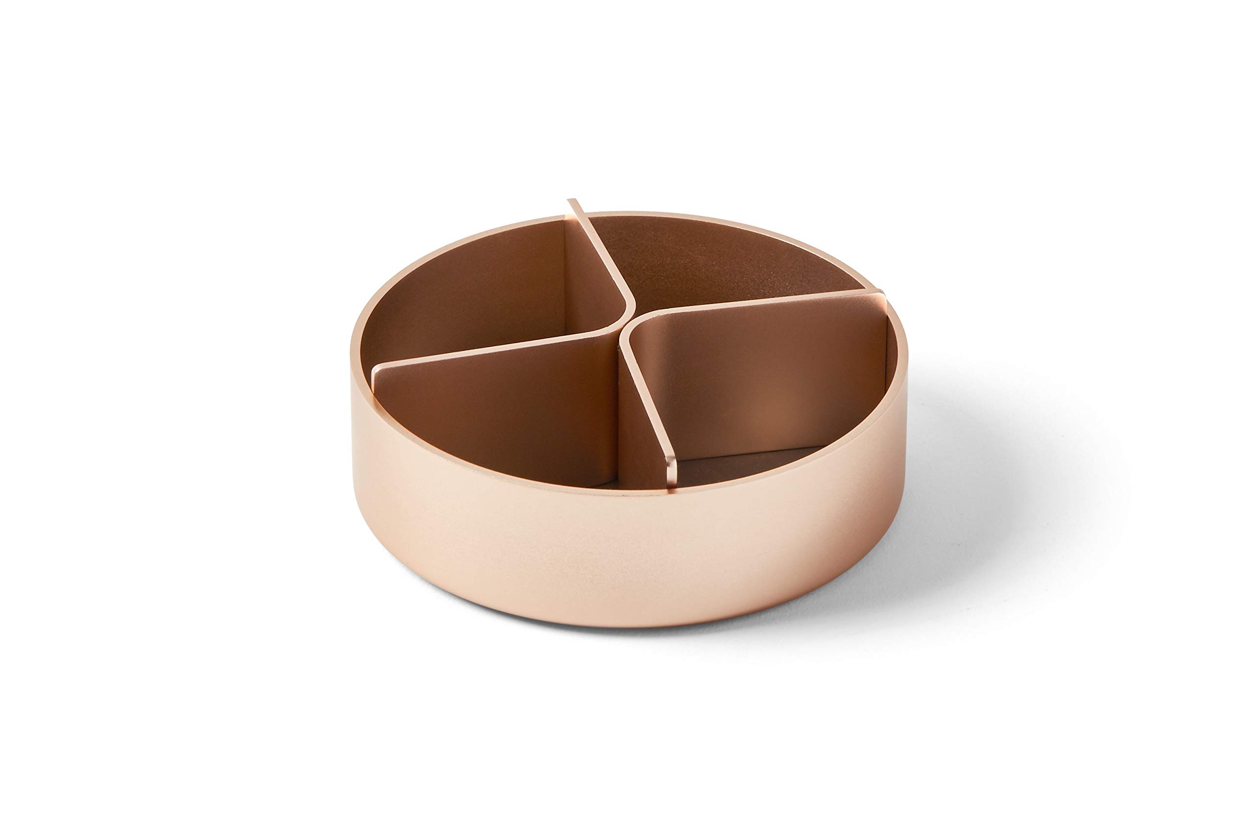 Lexon City Desk Tray Round 4 Compartments - Aluminum Organizer with Soft Gold Finish | Perfect for Office, Home & Workspace Organization