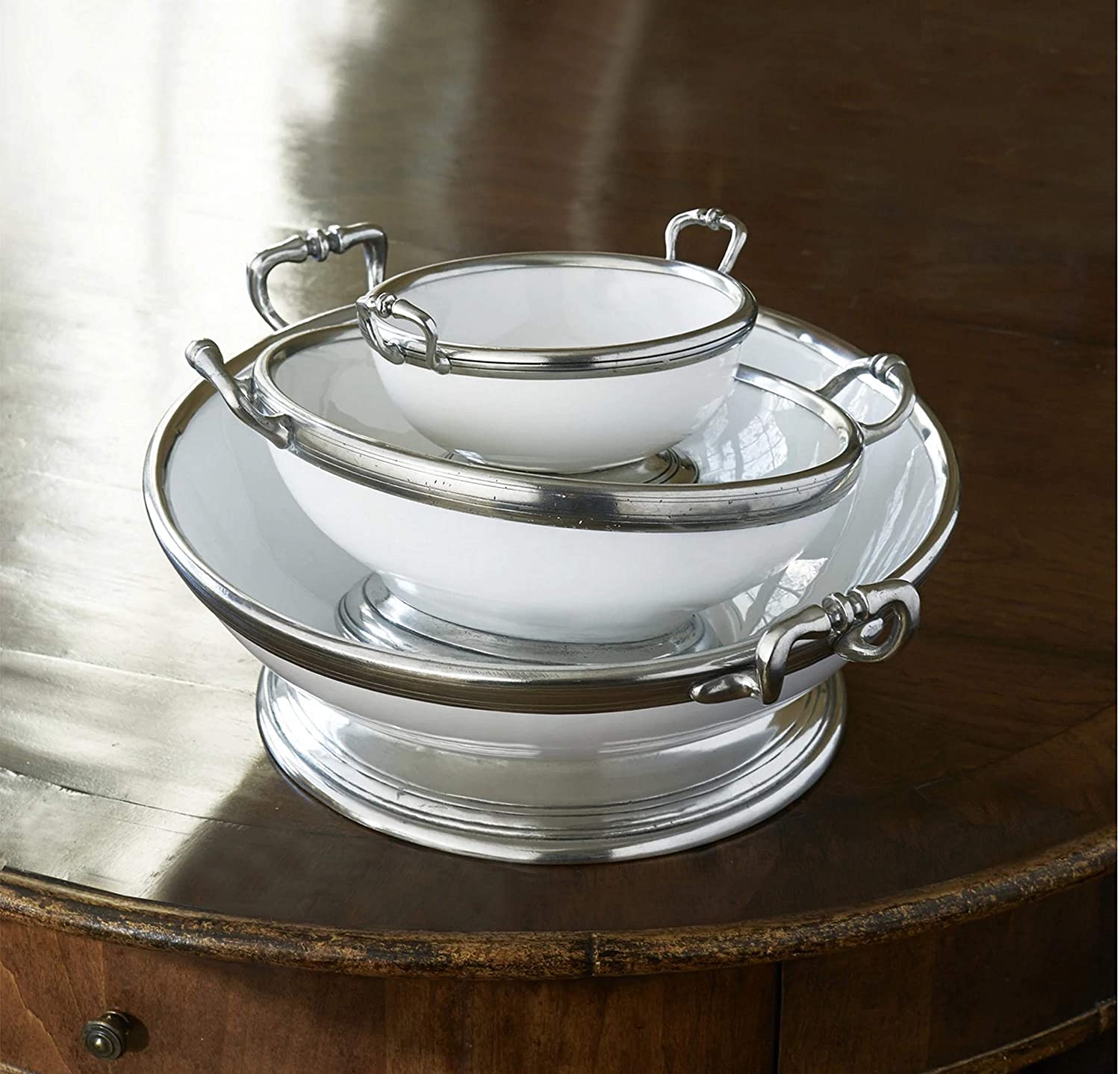 Arte Italica Tuscan Medium Bowl With Handles - Handcrafted Italian Ceramic Serving Bowl for Soup, Salad & Pasta - Perfect for Dining, Entertaining & Kitchen Decor