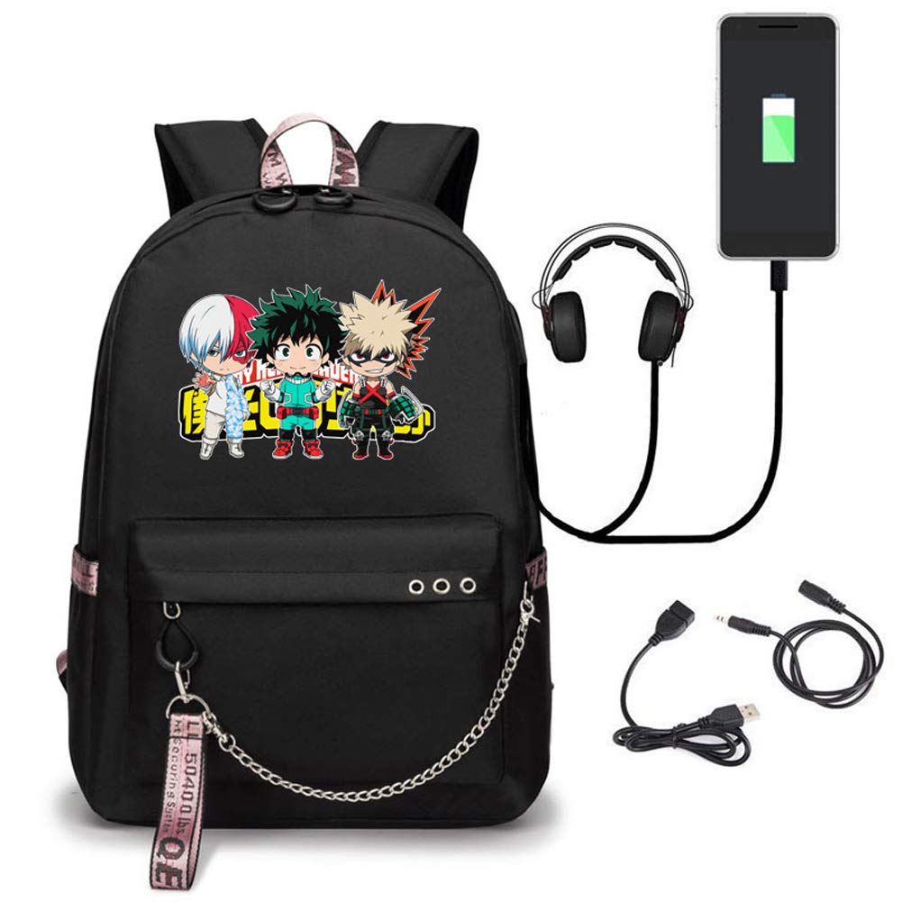 My Hero Academia Anime Backpack for School & Travel - Laptop Backpack for Women with USB Charging Port - Perfect for College, Work & Cosplay
