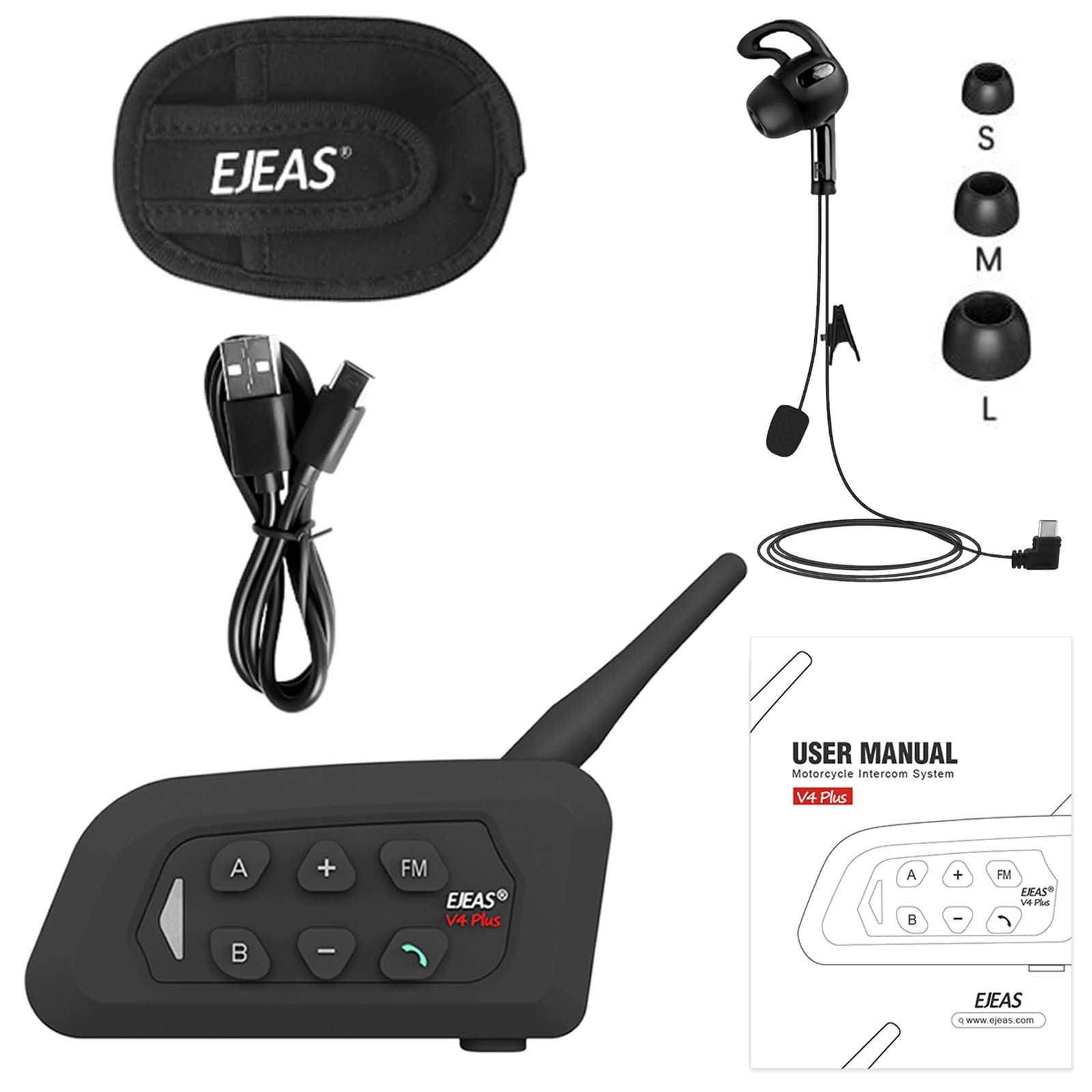 V4C Plus Referee Headsets with Right Earpiece - USB C Referee Communication System for Volleyball, Football, Soccer & Handball Officials - Durable Coach Crew Headset for Sports Games and Tournaments