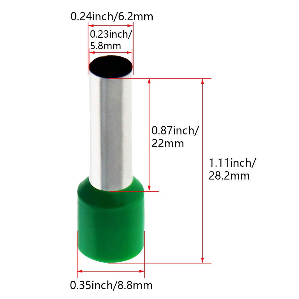500pcs AWG 5 Wire Ferrule Connectors Kit with Crimper Plier - 16mm² Green Insulated Crimp Pin Terminal for Electrical Wiring | DIY Home Projects, Automotive Repairs & Industrial Applications