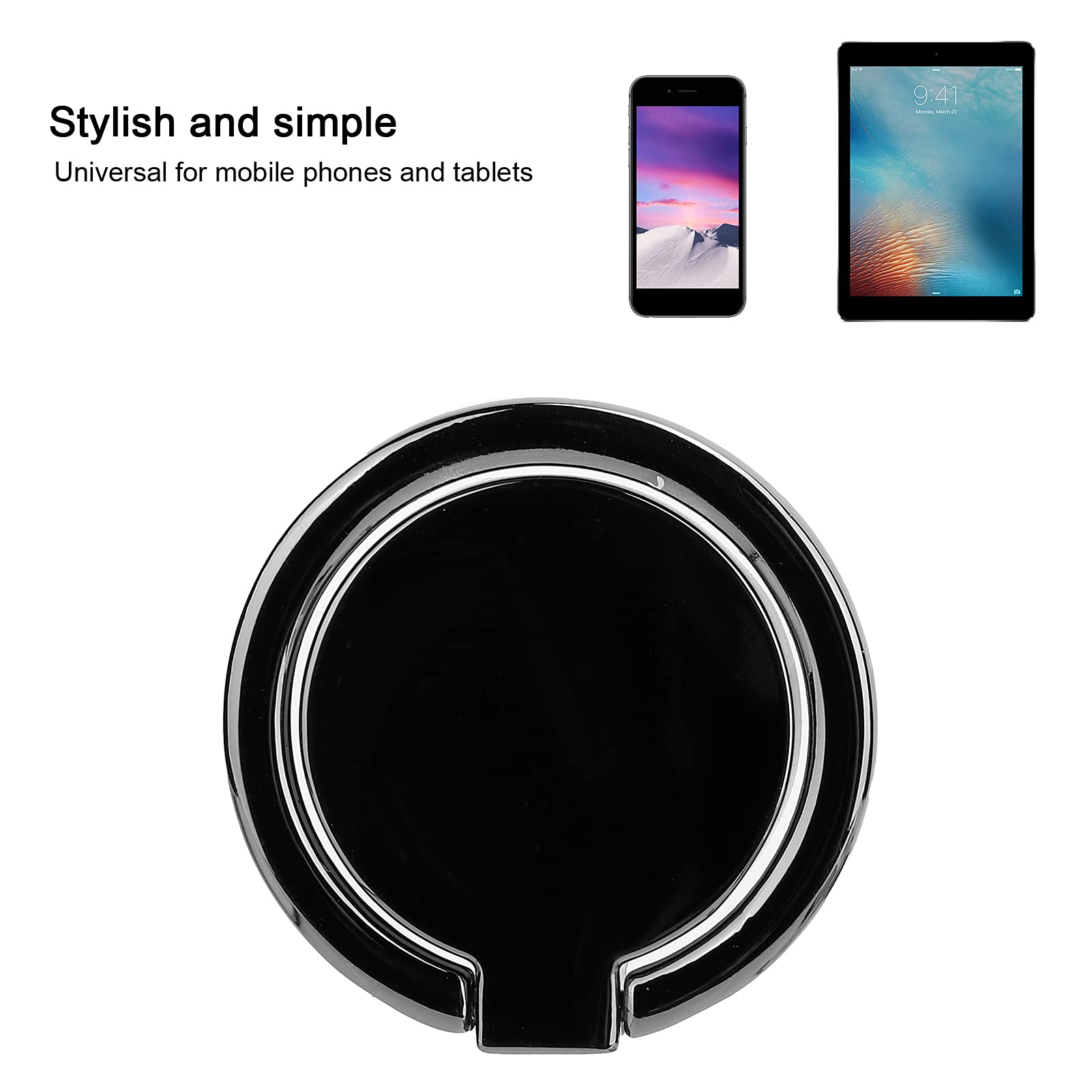 360° Adjustable Magnetic Phone Ring Holder - Metal Finger Grip Stand for Mobile Phones & Tablets (Black) | Car Mount, Desk Stand & Hands-Free Viewing Accessory